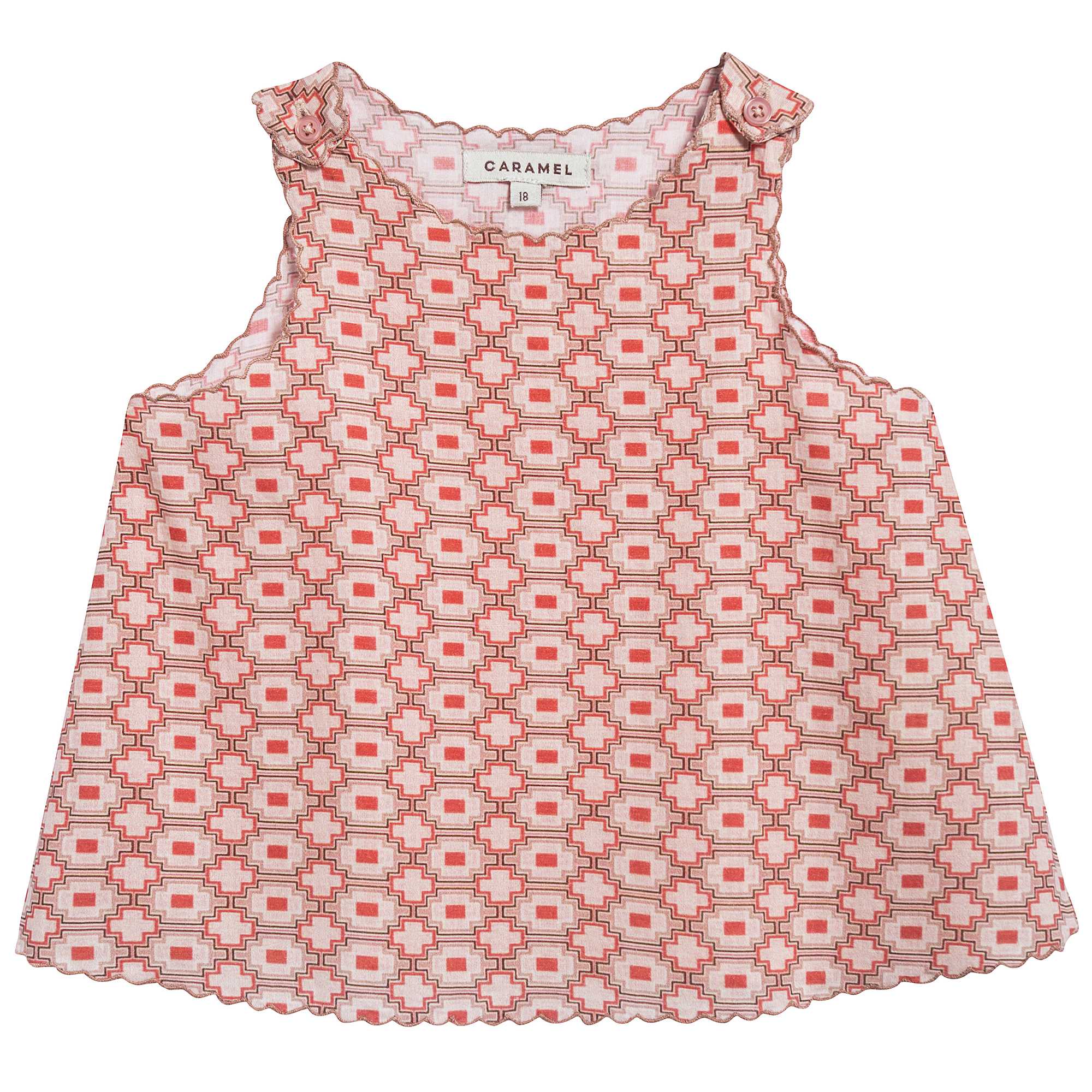 Baby Girls Kaleido Red Cotton Woven Top