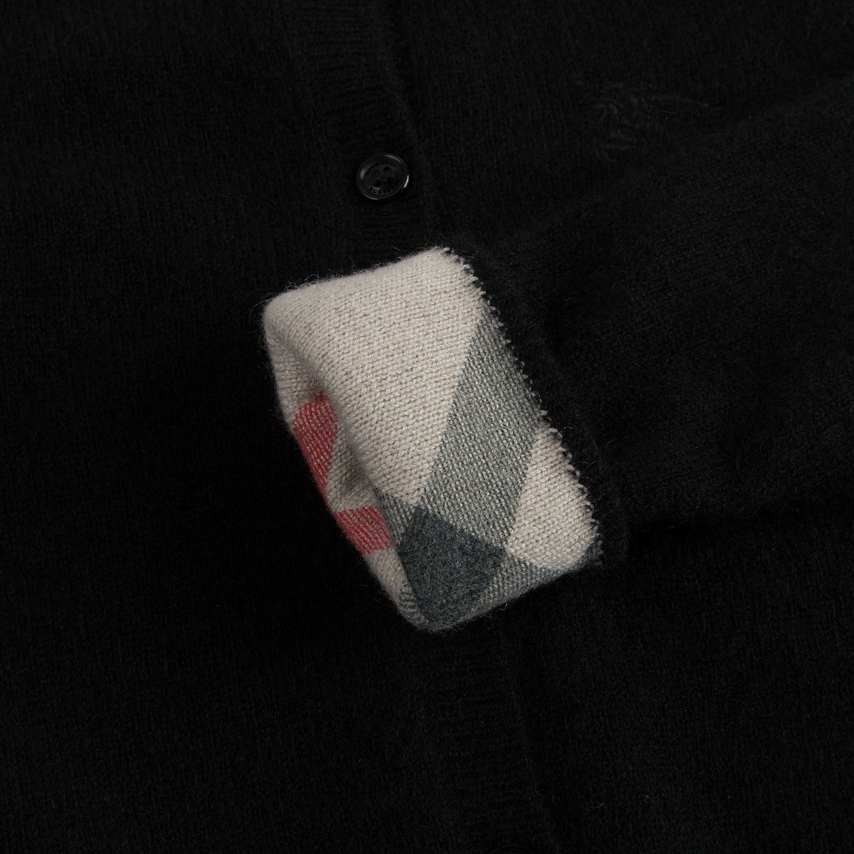 Girls Black Cotton Cardigan with Check Cuffs - CÉMAROSE | Children's Fashion Store - 3