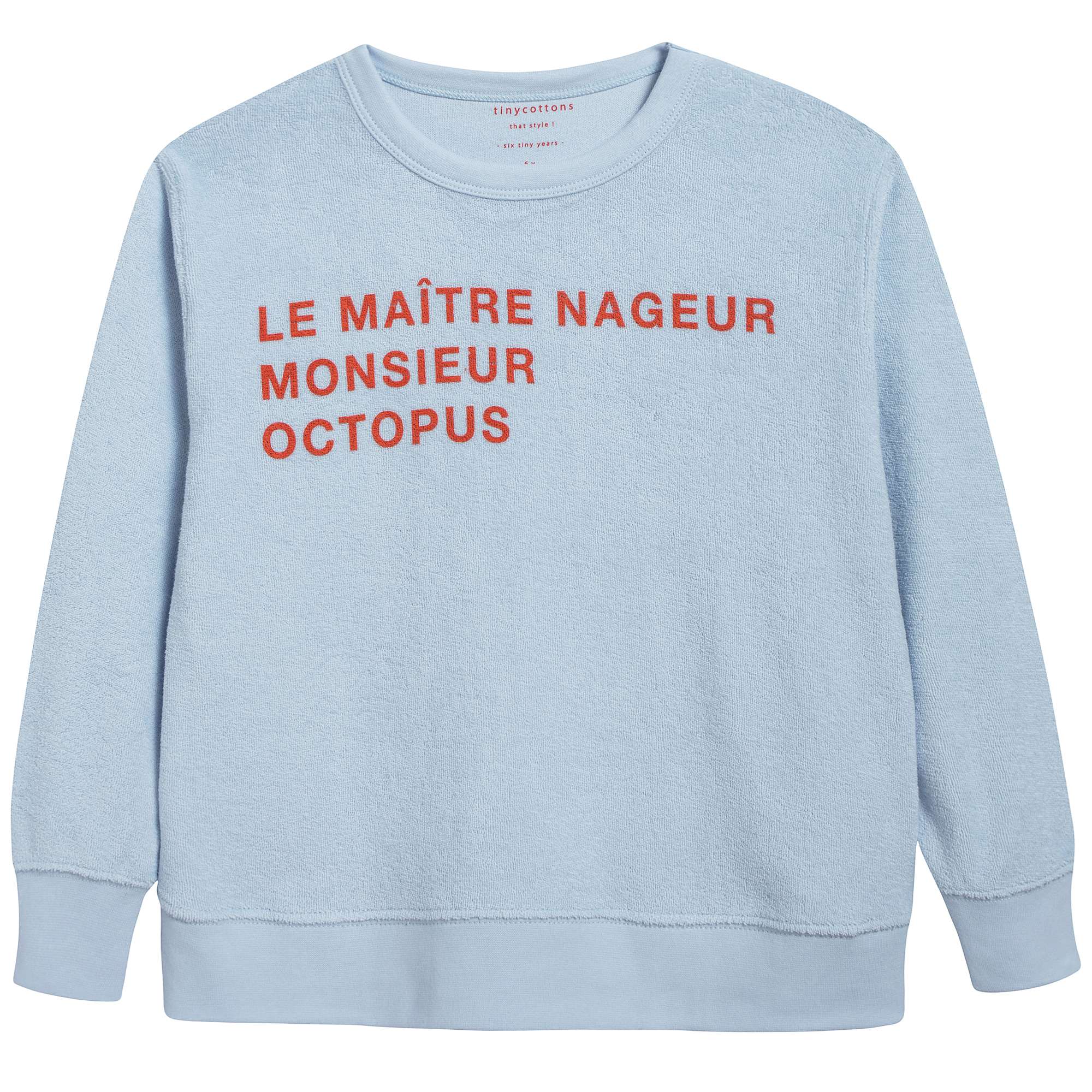 Girls Light Blue & Carmine Pima Cotton Sweatshirt