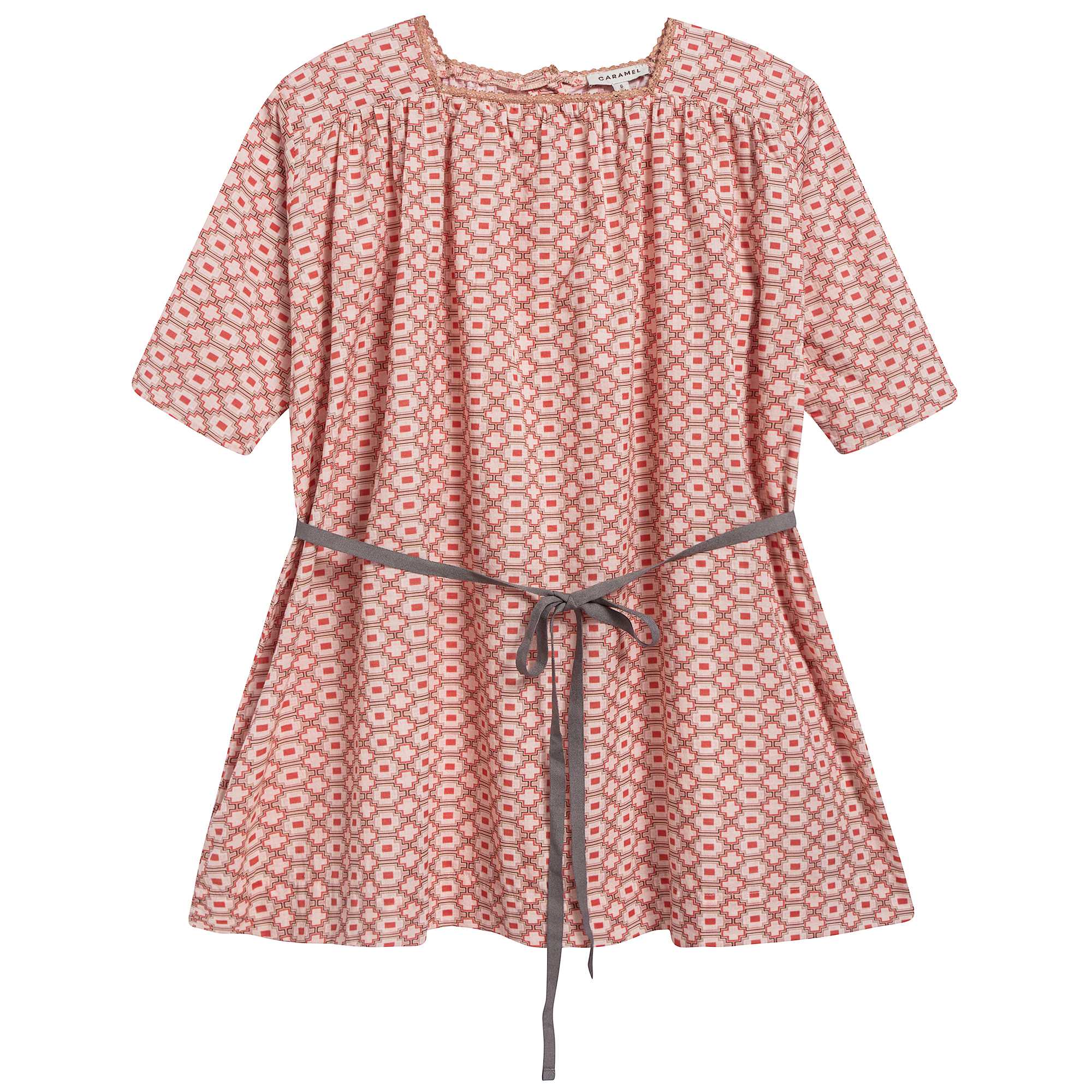 Girls Kaleido Red Cotton Woven Dress