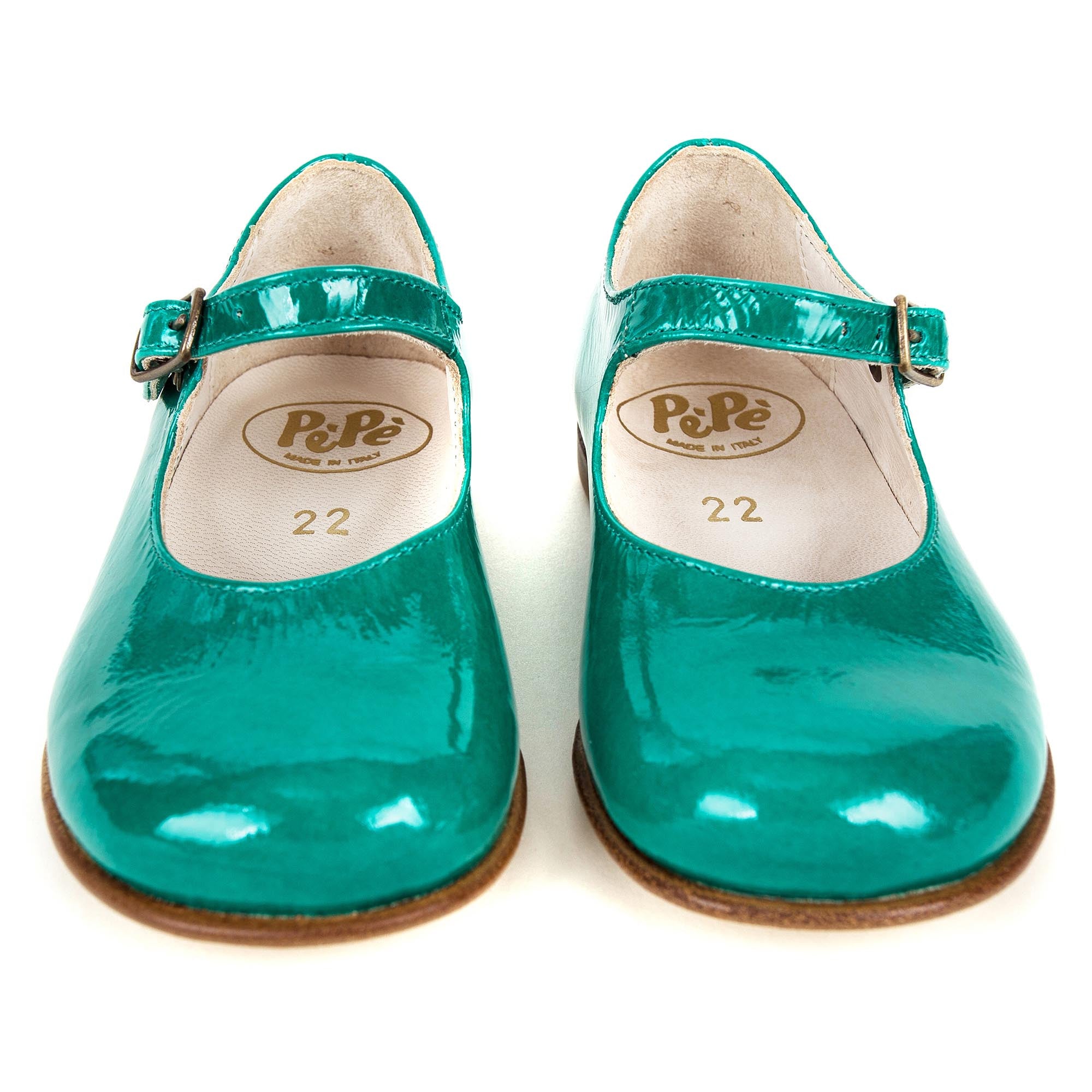 Girls Green Lambskin Leather Shoes