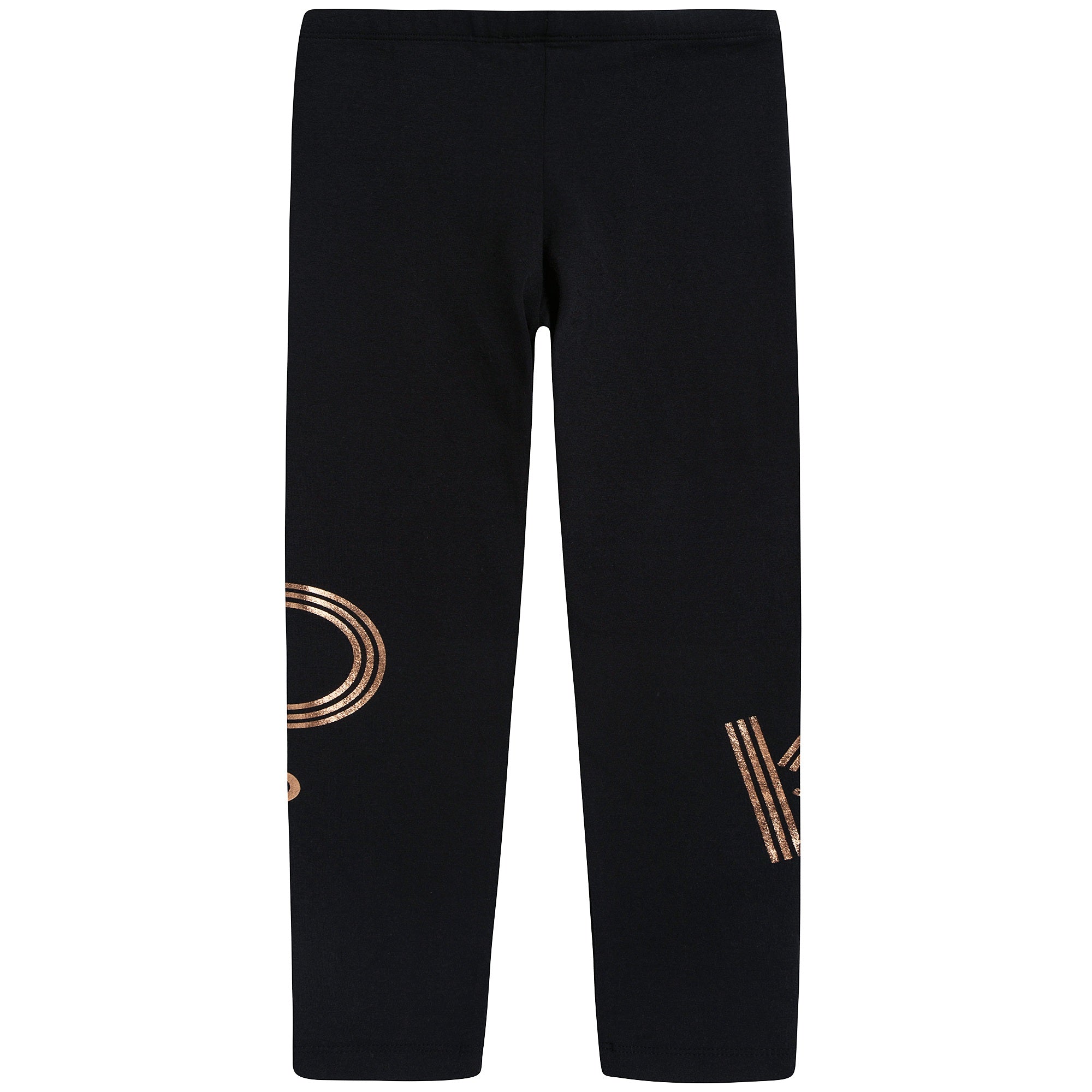 Girls Black Logo Cotton Legginge