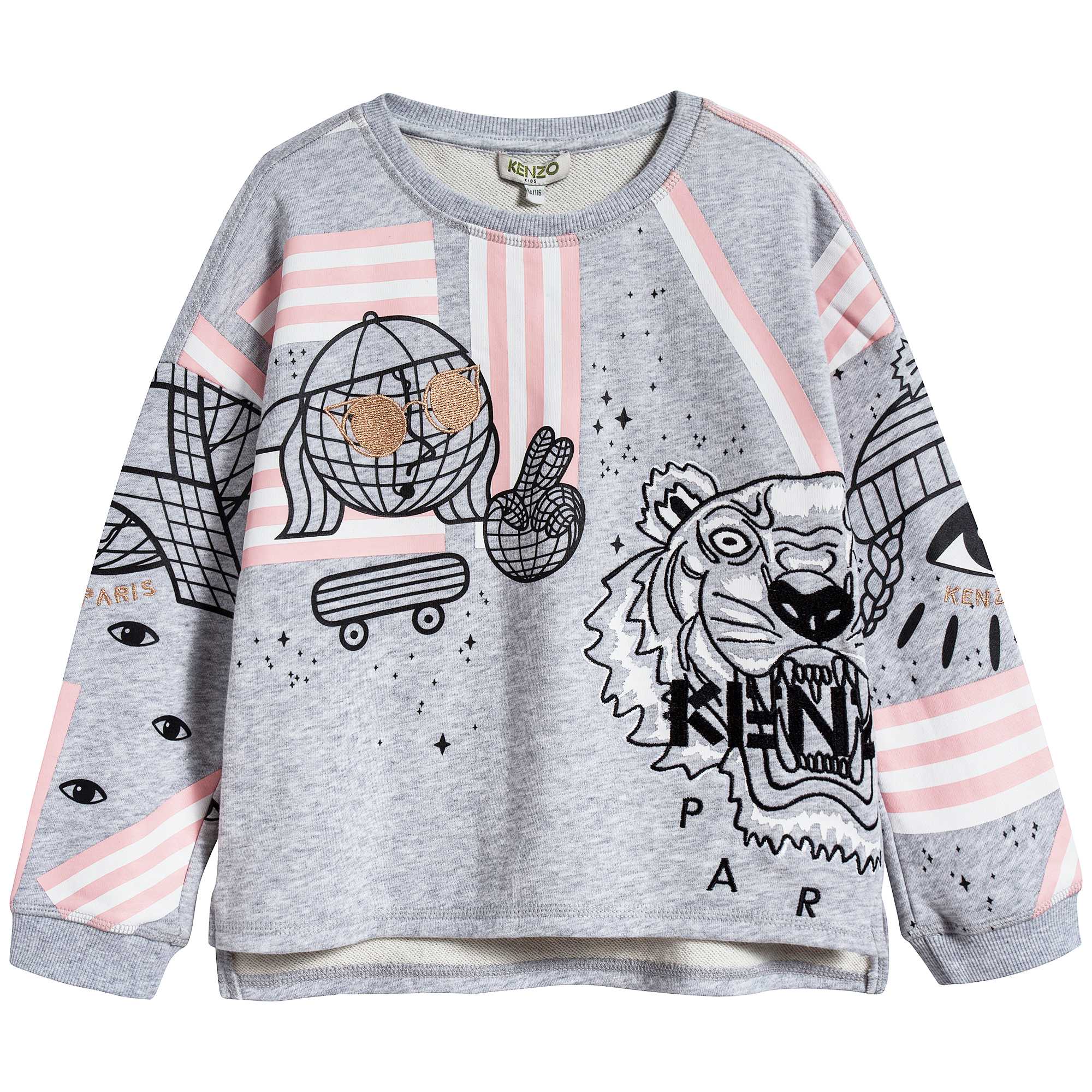 Girls Light Marl Grey Cotton Sweatshirt
