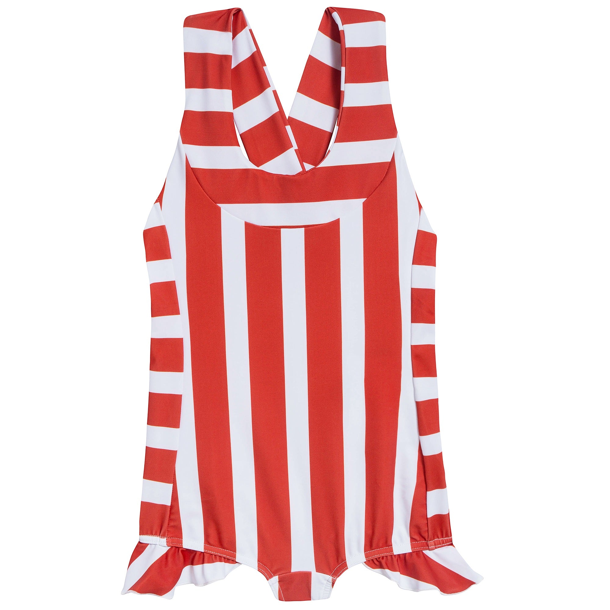 Girls Red Stripes Swimsuit