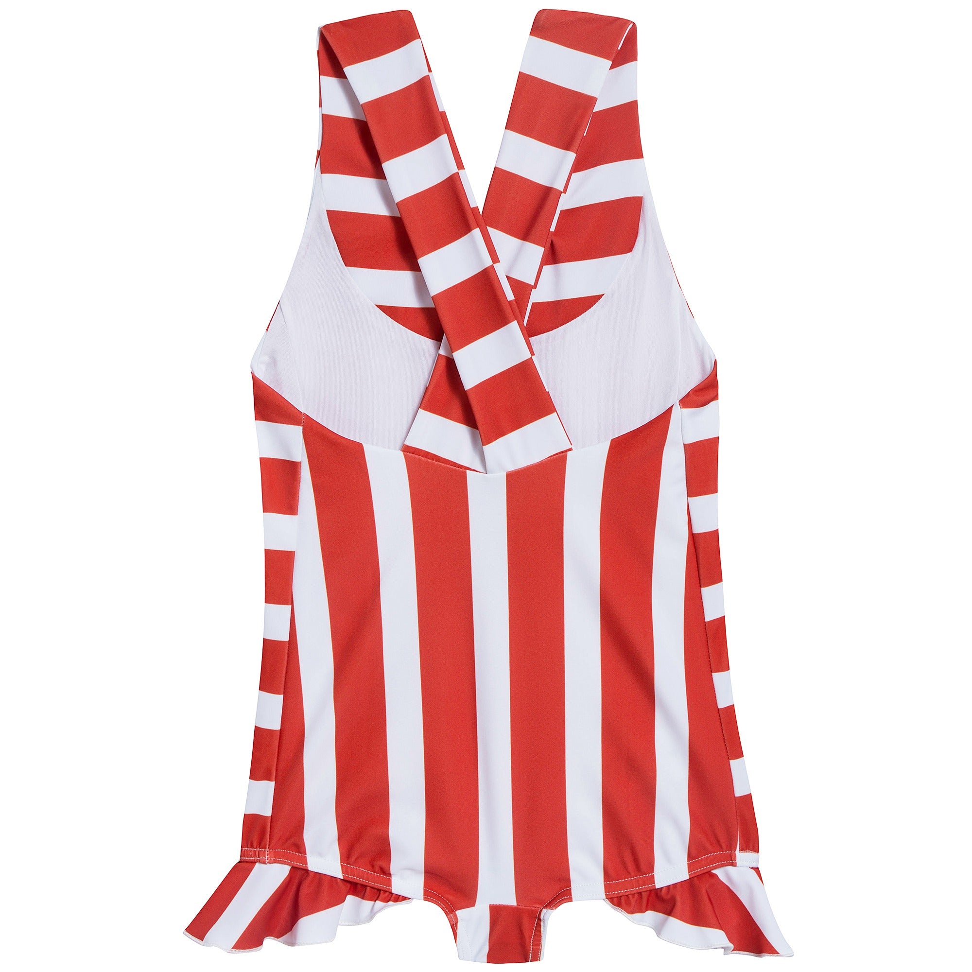 Girls Red Stripes Swimsuit