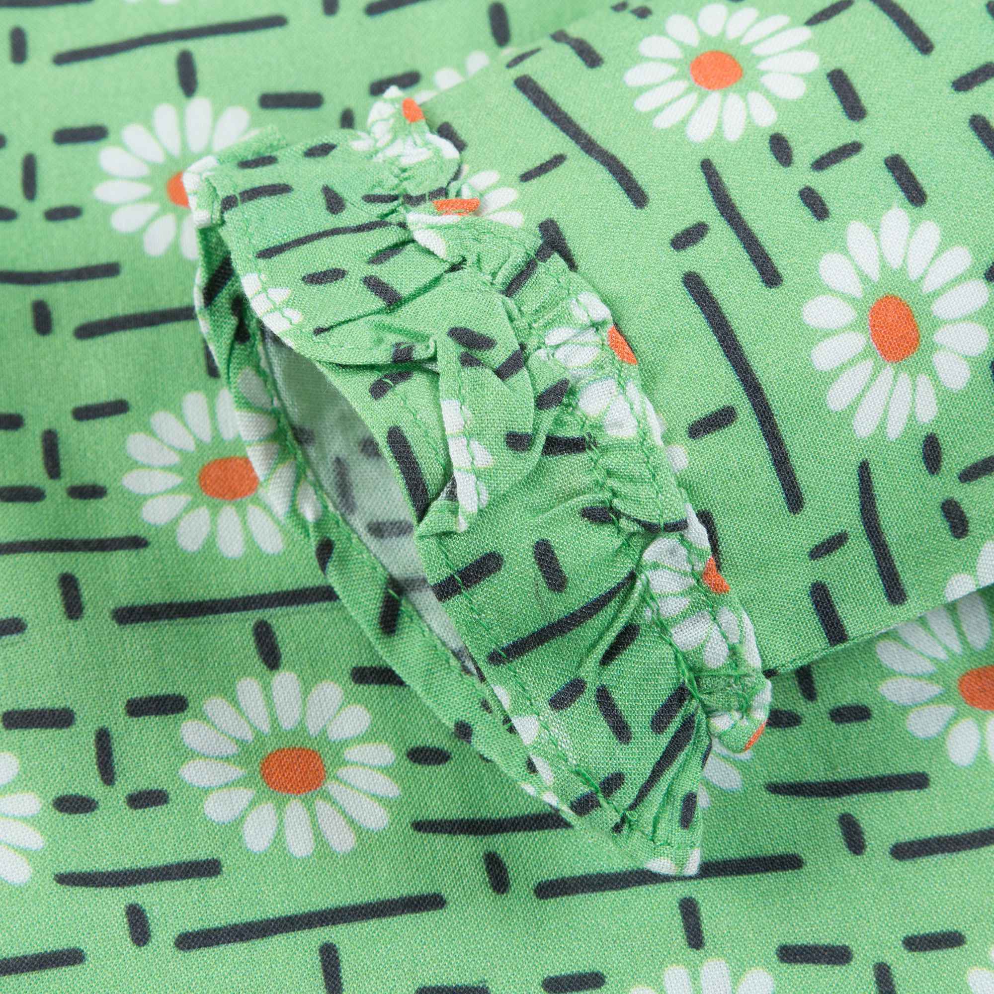 Girls Green Daisy Printed Dress