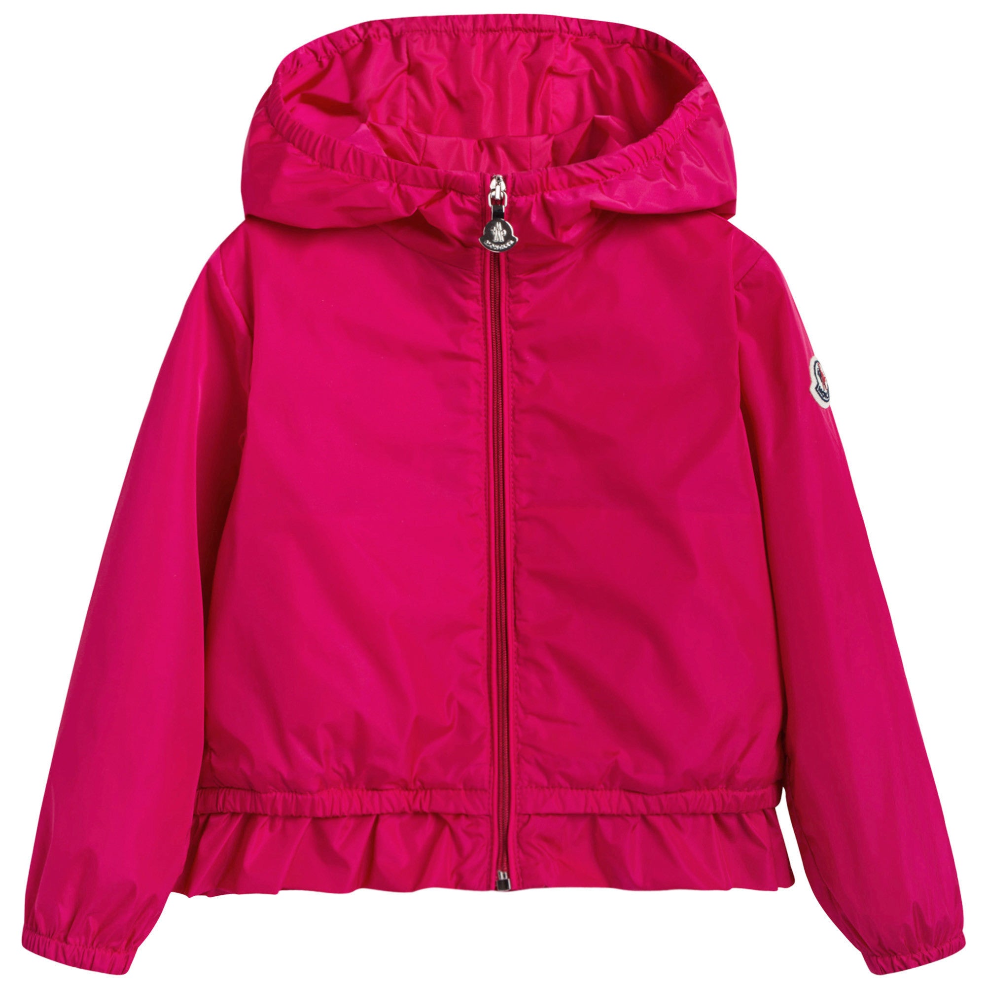Baby Girls Dark Pink Windbreaker Jacket With Flounces