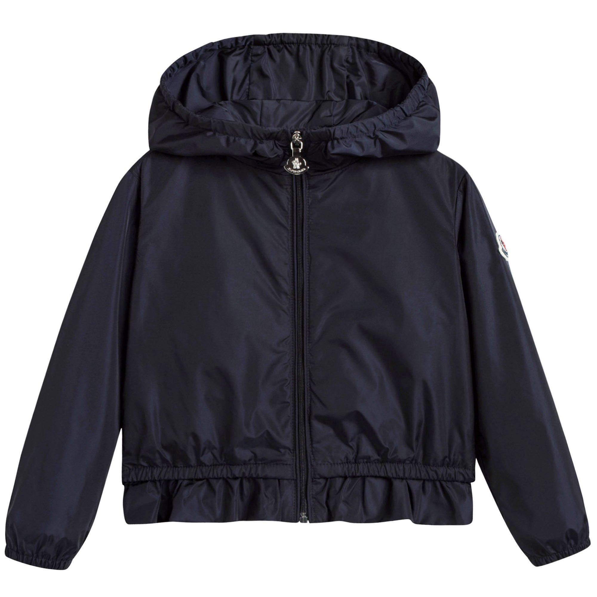 Baby Girls Dark Blue Windbreaker Jacket With Flounces