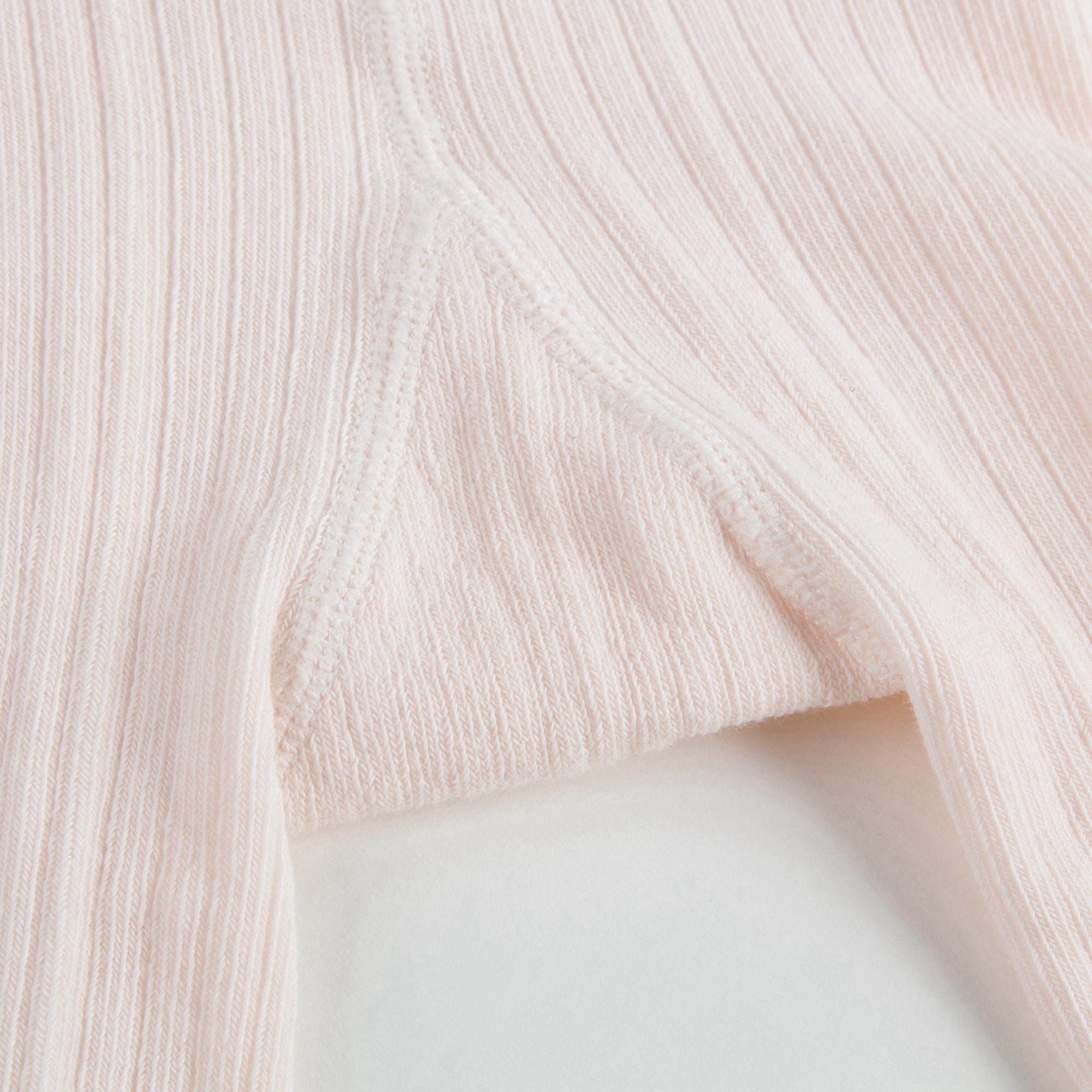 Girls Pale Pink Ribbed Logo Tights