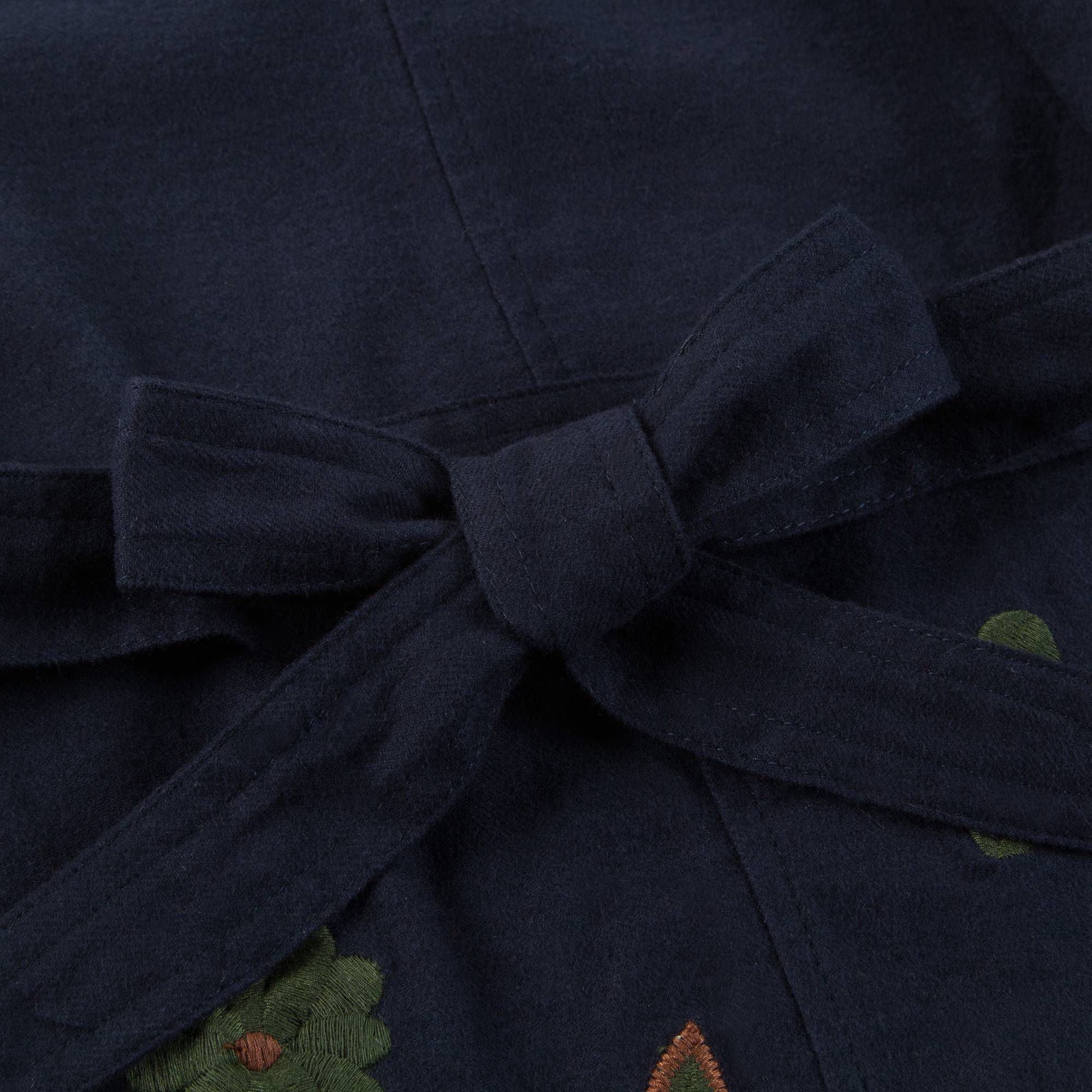 Girls Navy Blue Embroidered Dress