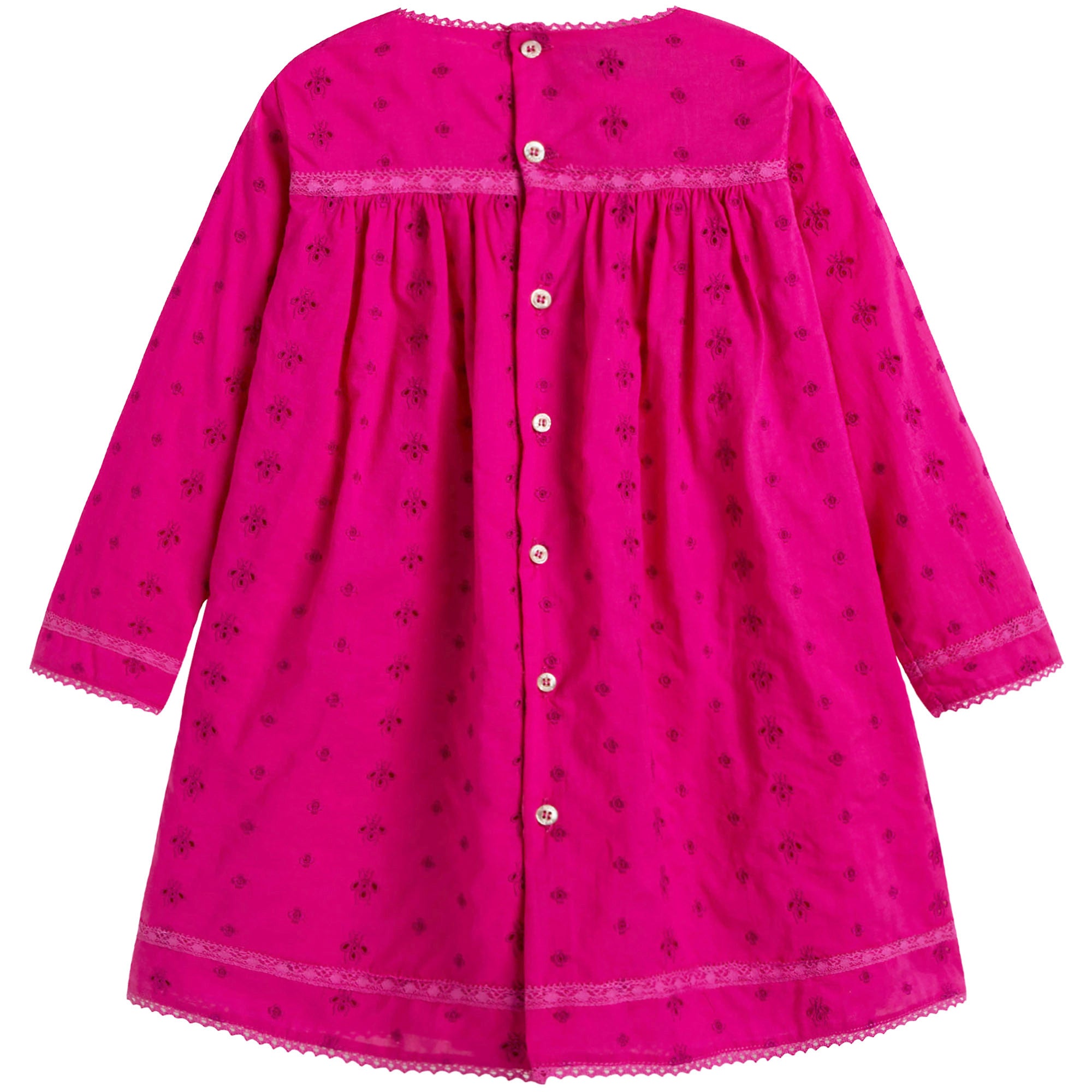 Baby Girls Dark Pink Dress With Flower