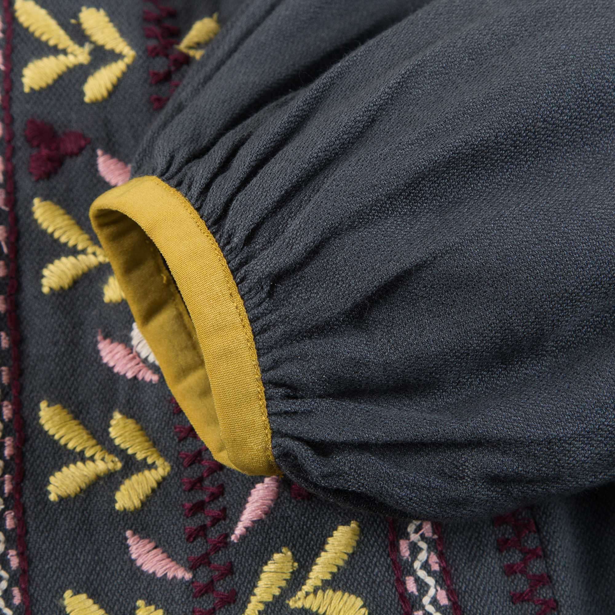 Girls Black Embroidered Dress