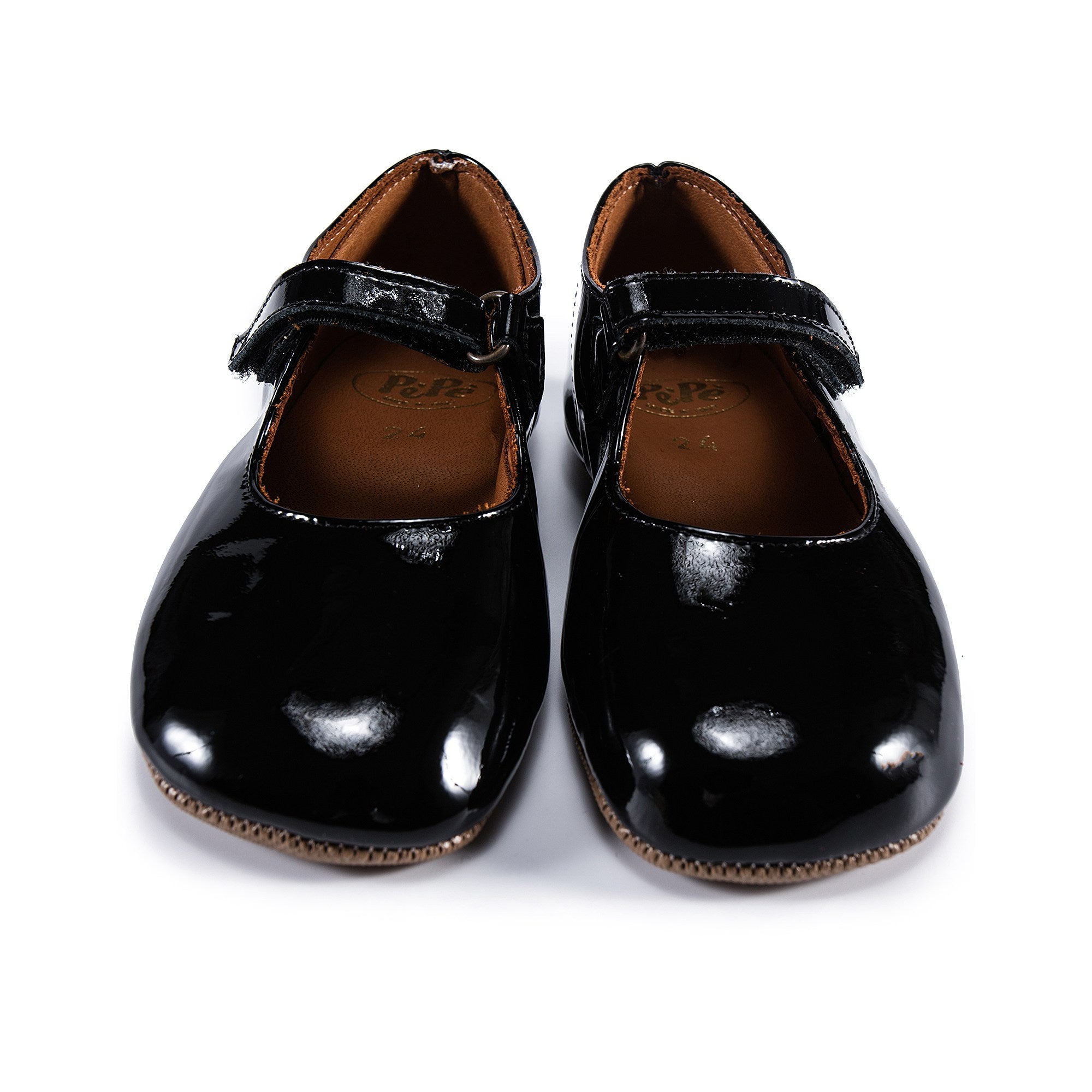 Girls Black Glossy Leather Shoes