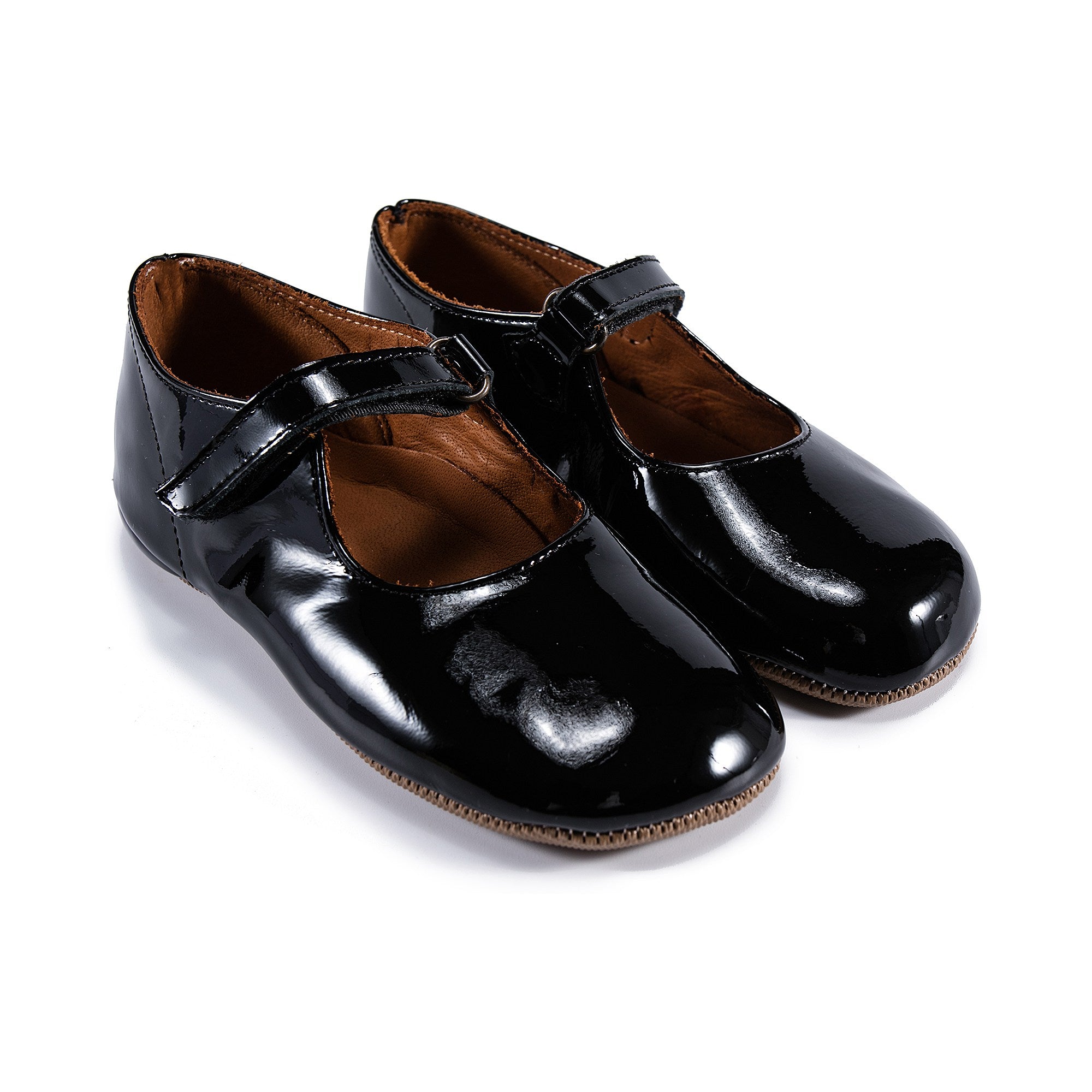 Girls Black Glossy Leather Shoes