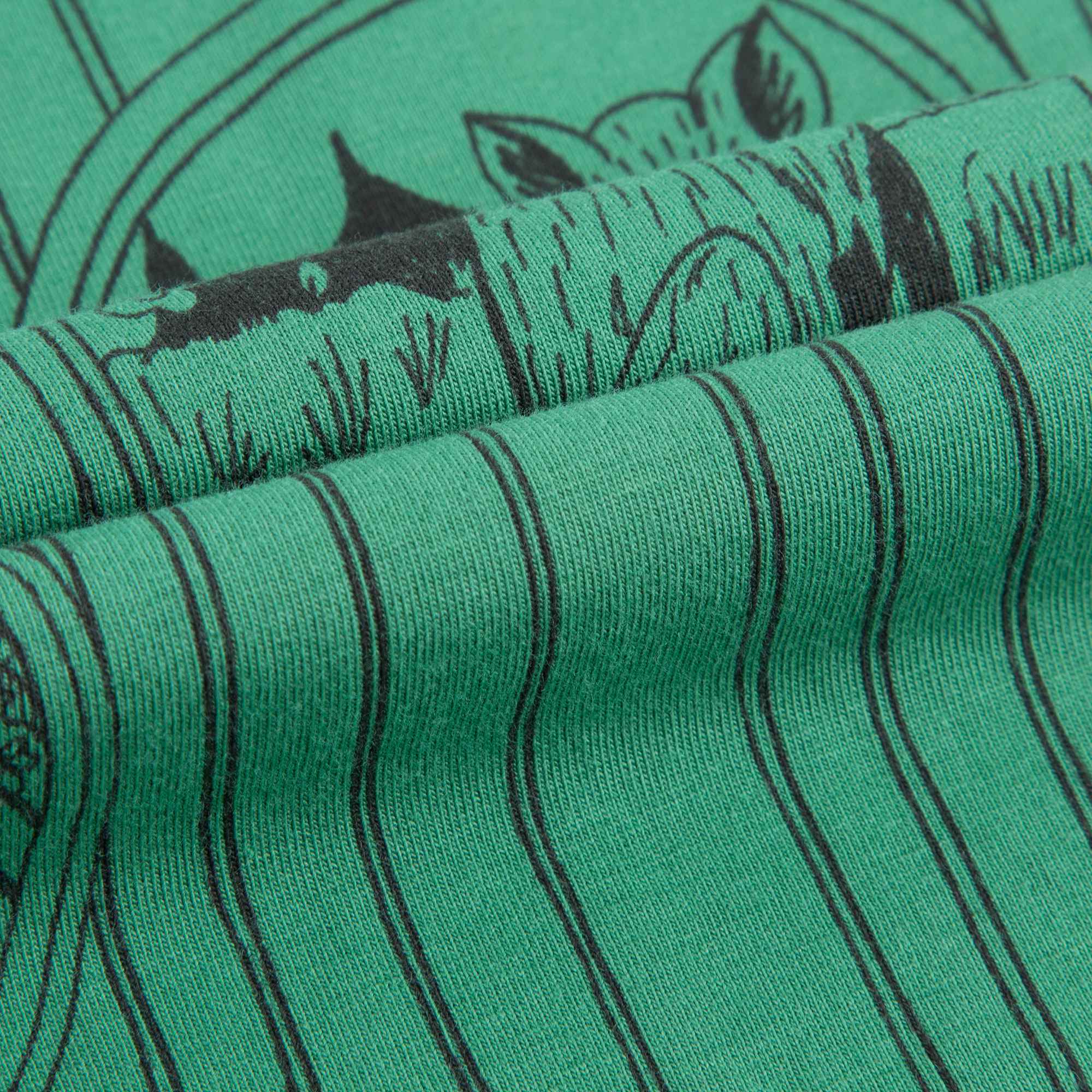 Girls Green Fox Family Collar T-shirt