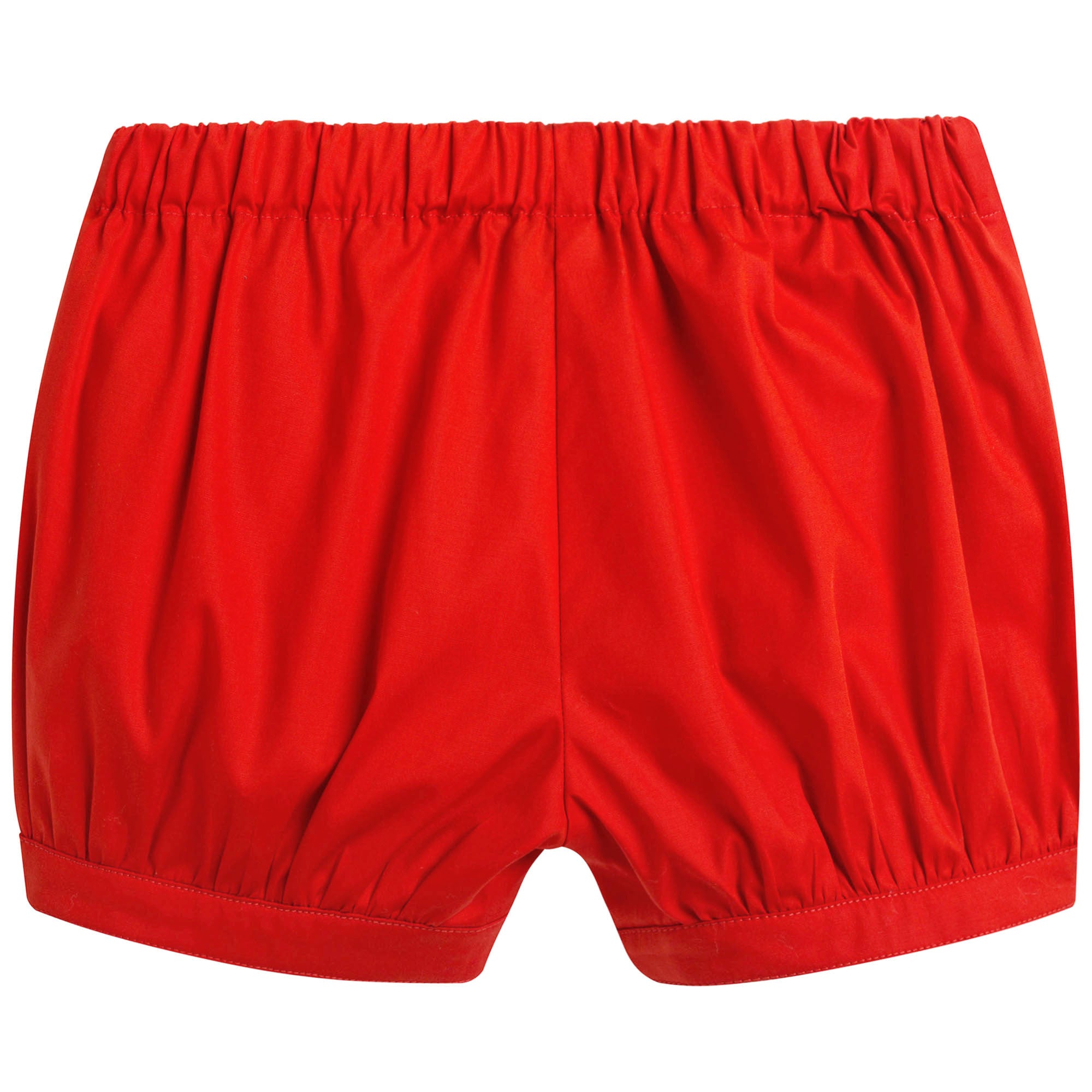 Baby Girls Red Cotton Embroidered Shorts