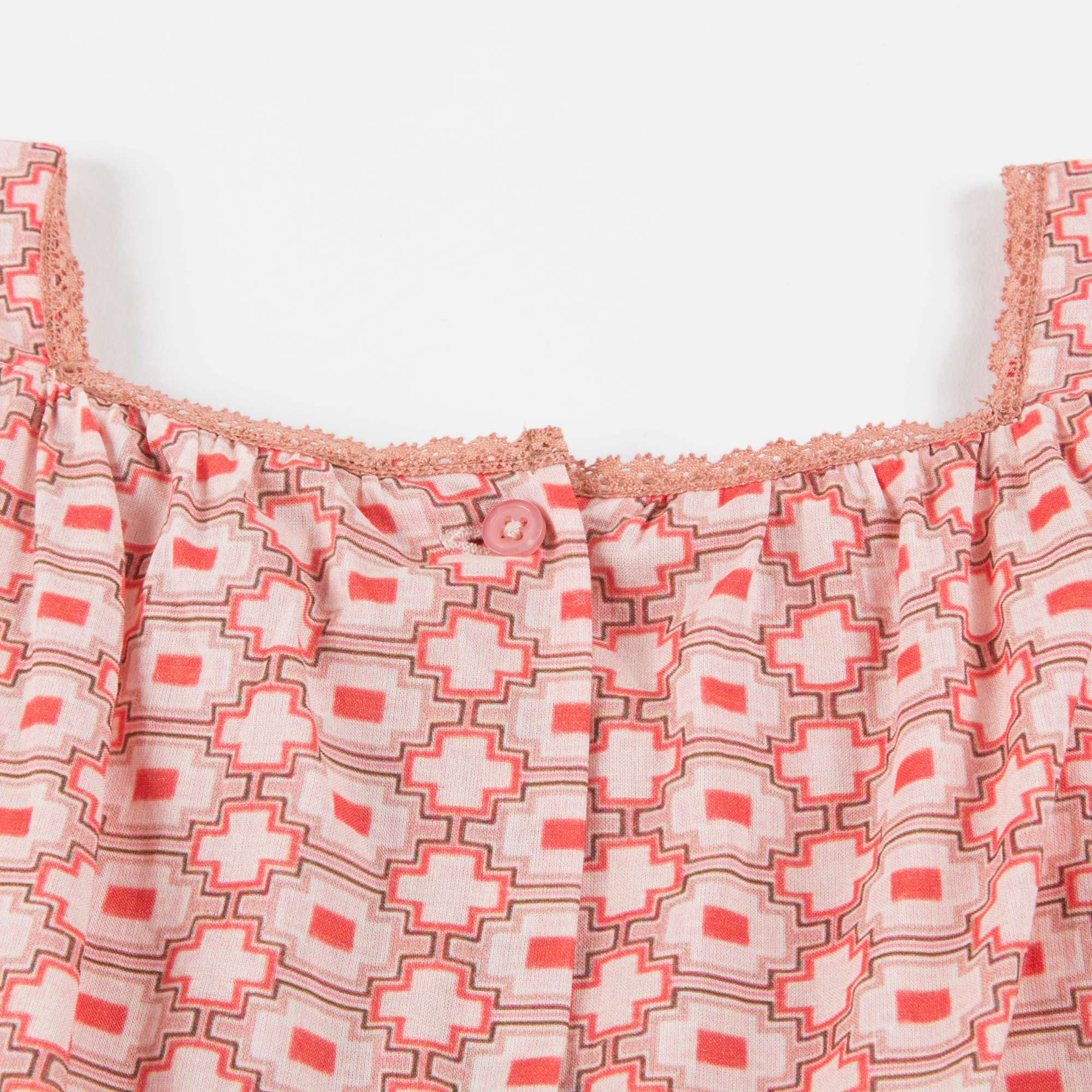 Girls Kaleido Red Cotton Woven Dress