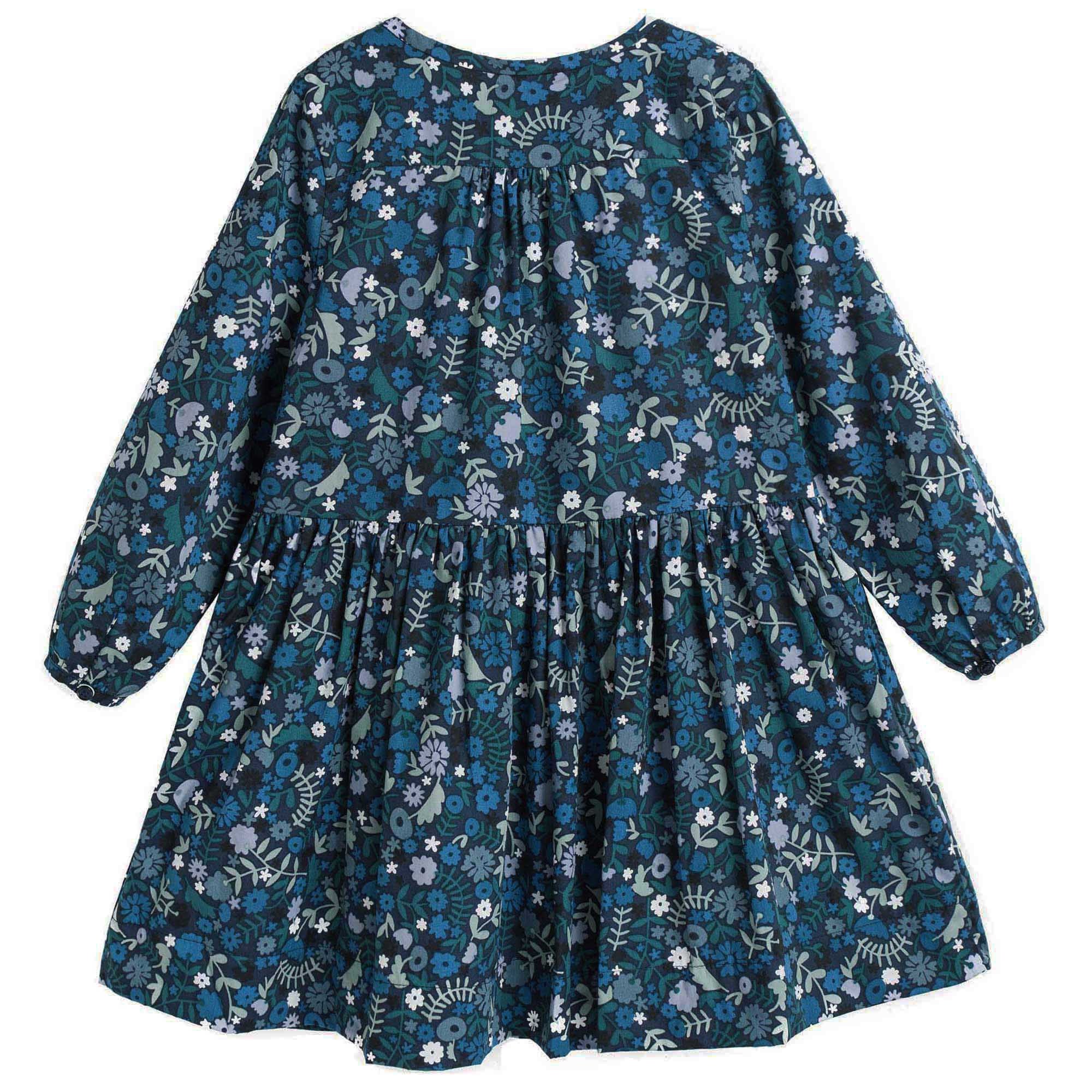 Girls Hydrangea Blue Floral Printed Trims Dress - CÉMAROSE | Children's Fashion Store - 2