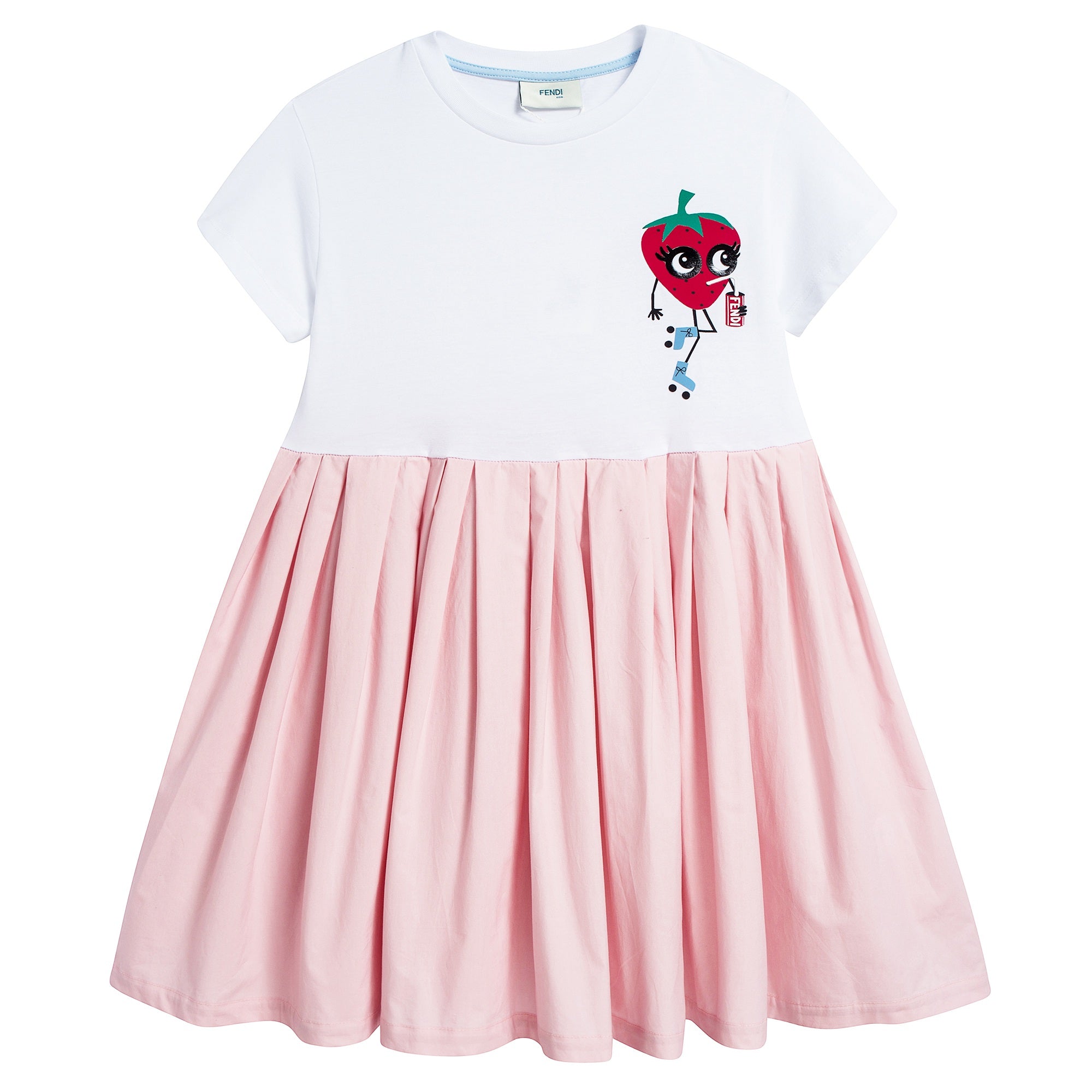 Girls White & Rosa Cotton Dress