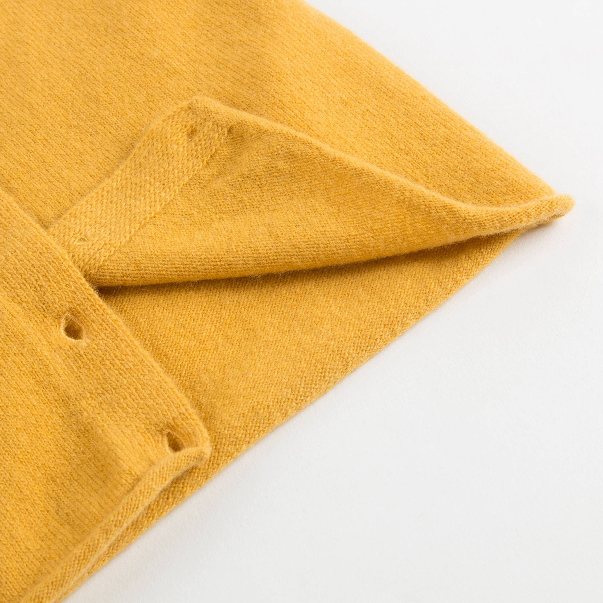 Girls Yellow Knitted Wool Cardigan With Ruffle