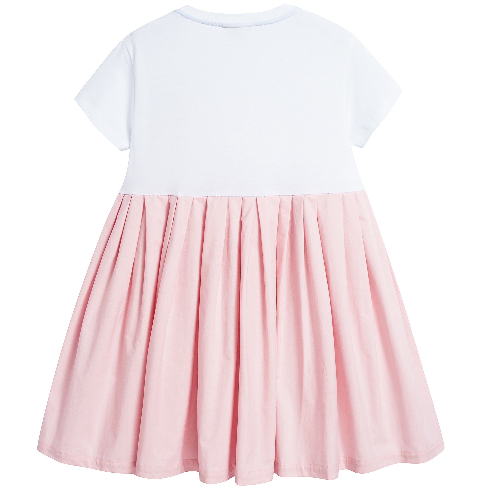Girls White & Rosa Cotton Dress