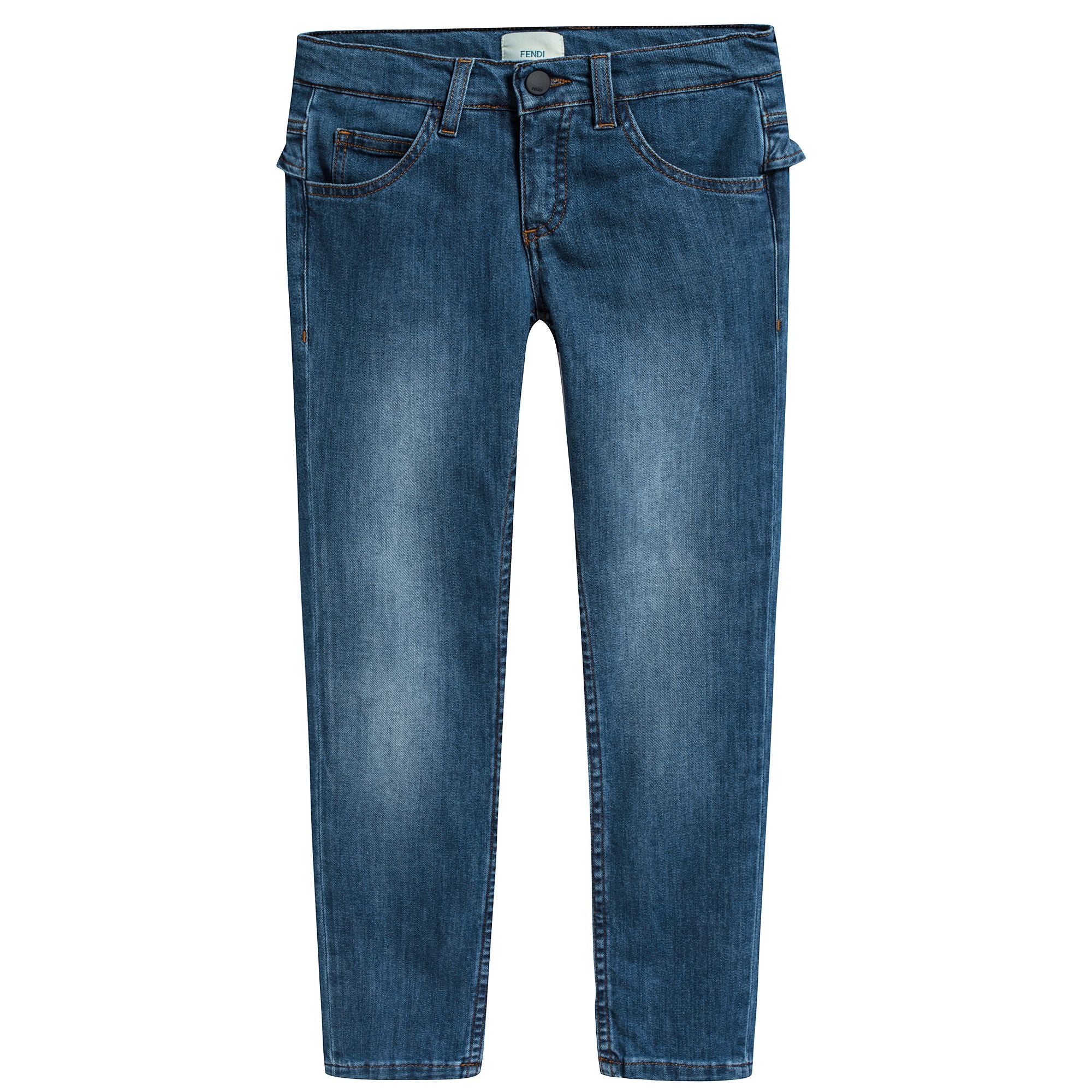 Girls Blue Stretch Denim Cotton Trousers