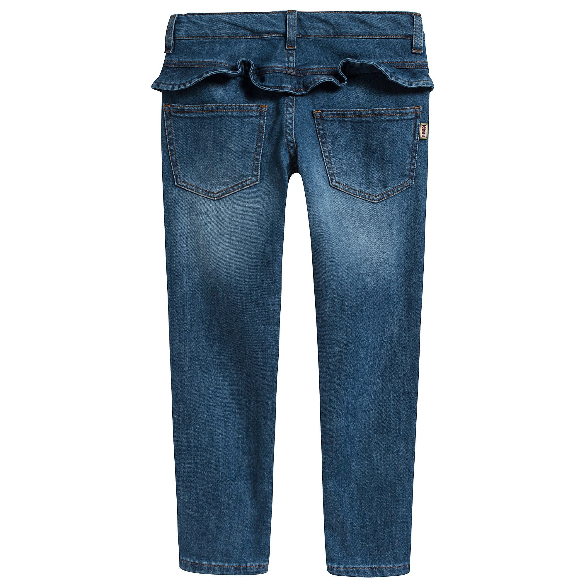 Girls Blue Stretch Denim Cotton Trousers