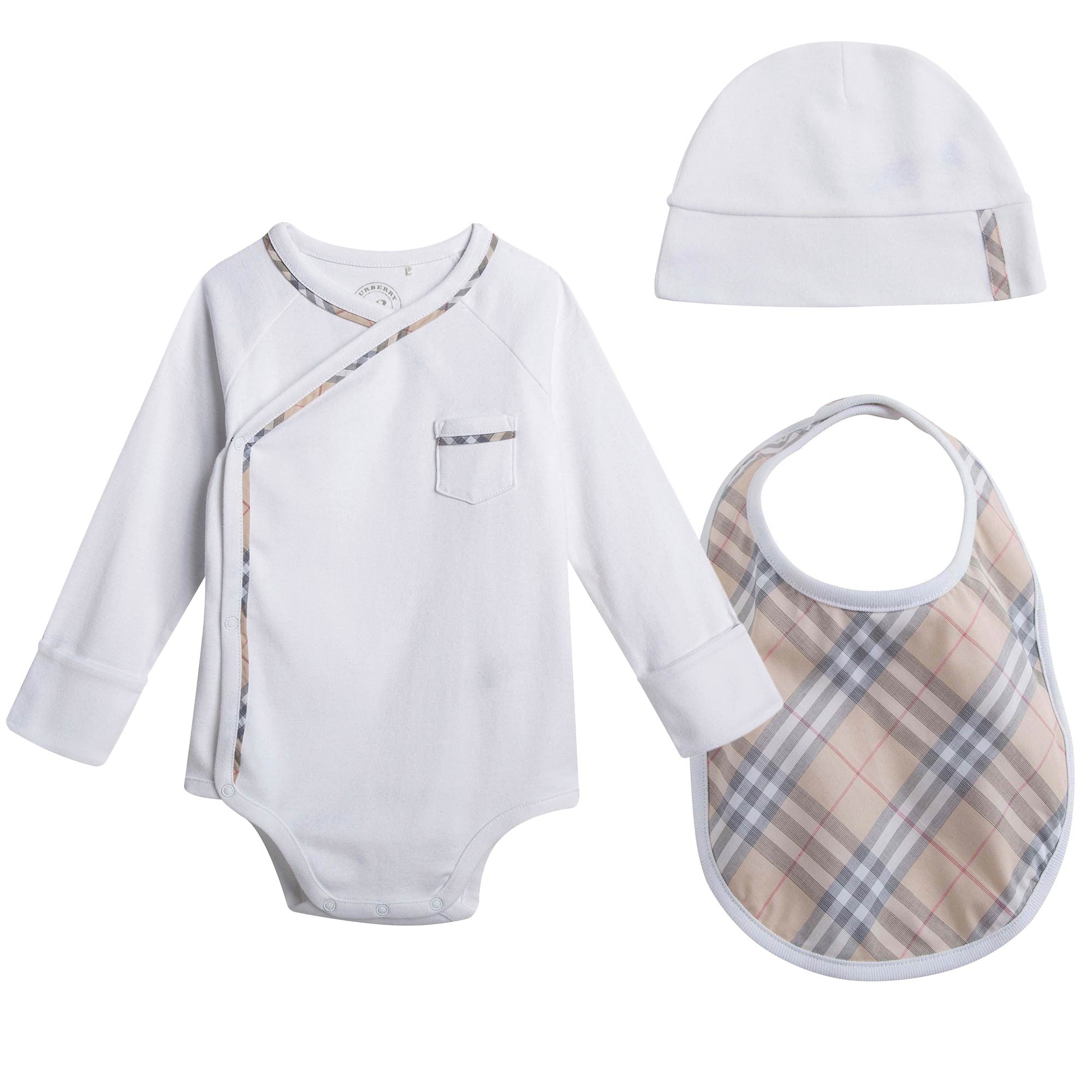 Baby White Boxed Gift Set With Bodysuit, Hat & Bib - CÉMAROSE | Children's Fashion Store - 1