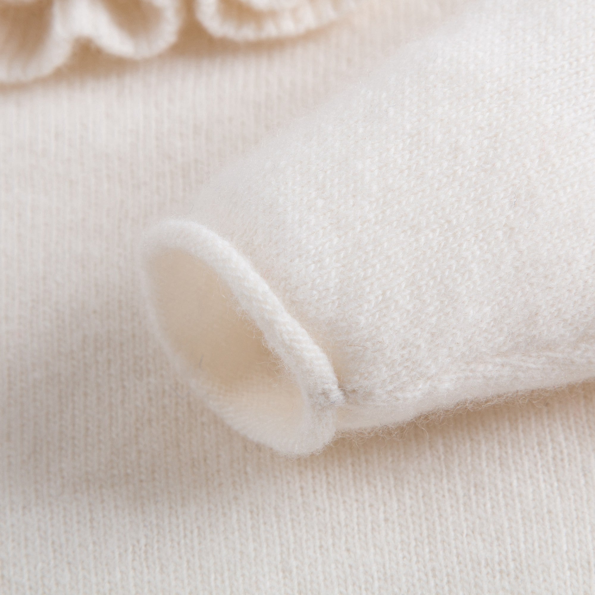 Girls Ivory Wool Sweater with Ruffle