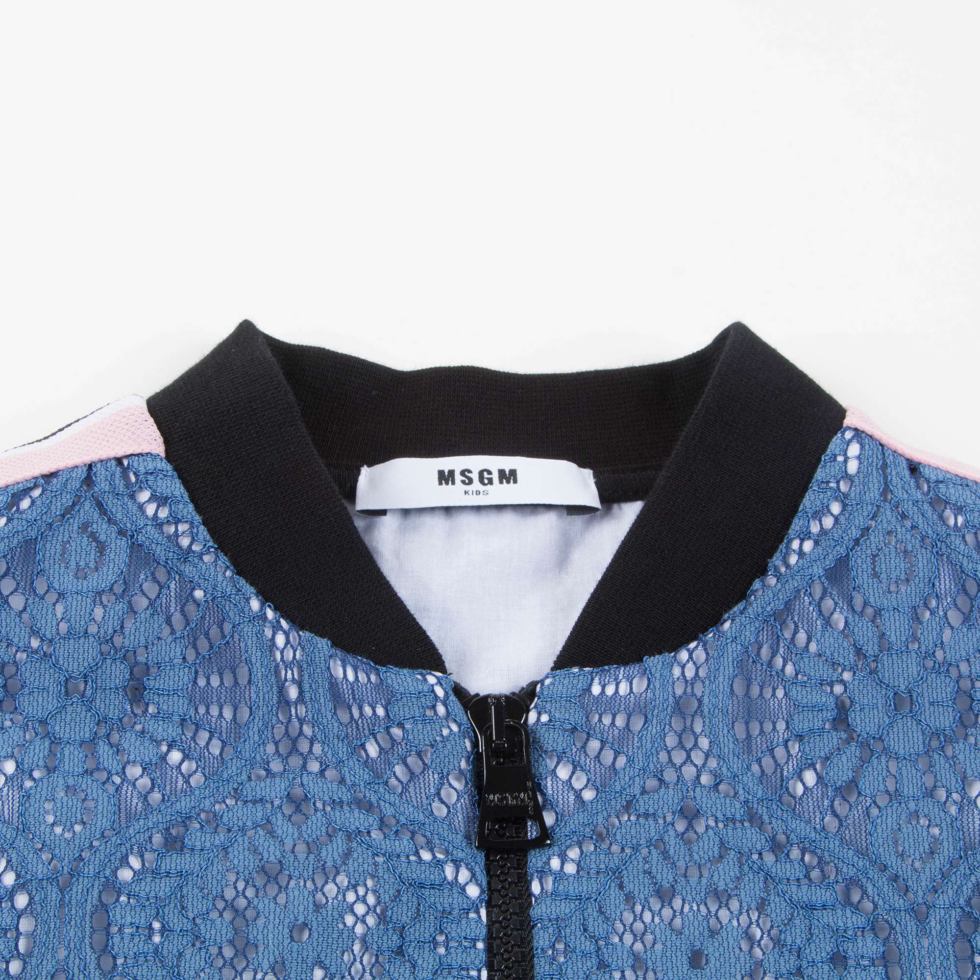 Girls Blue Cotone Bomber Lace Jacket