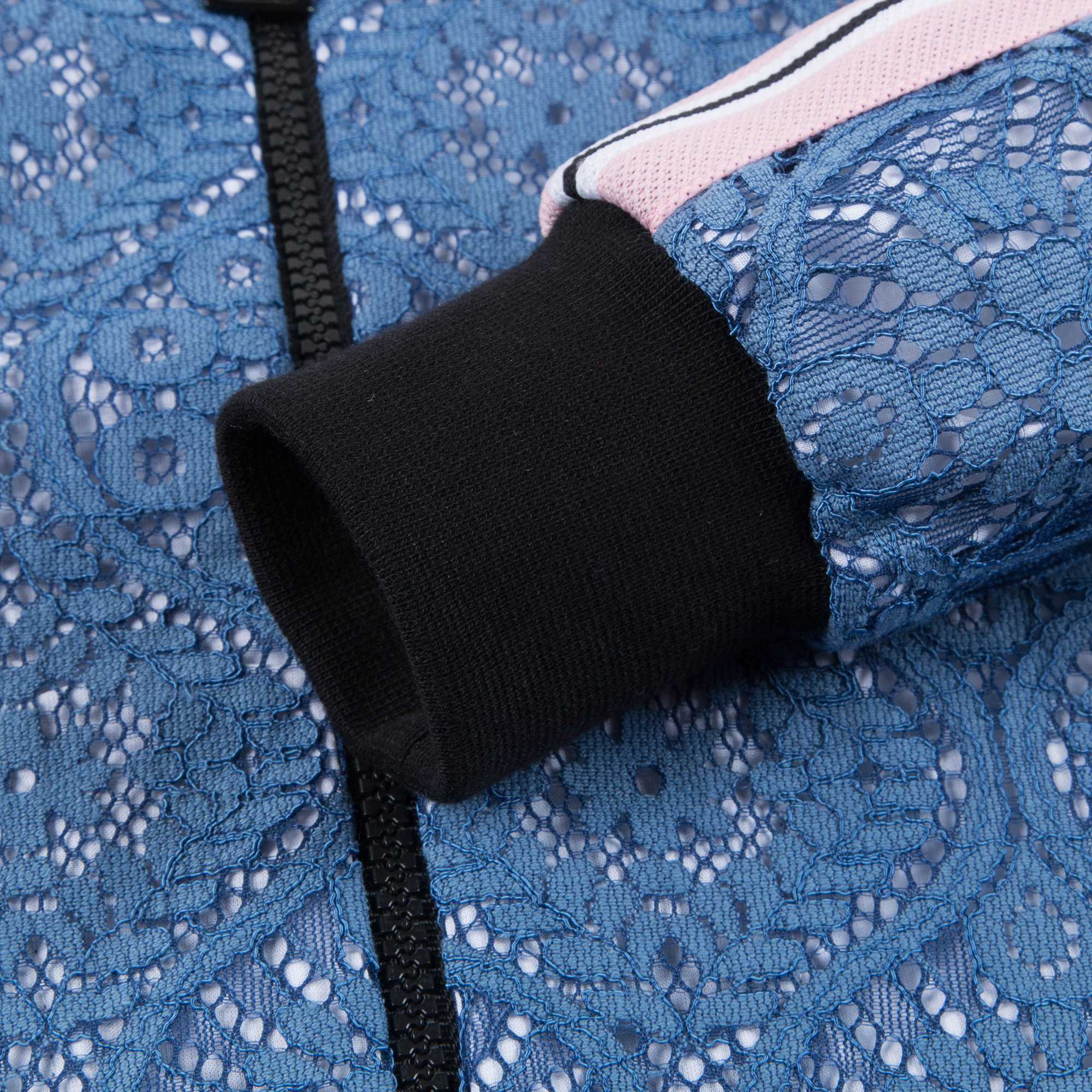 Girls Blue Cotone Bomber Lace Jacket