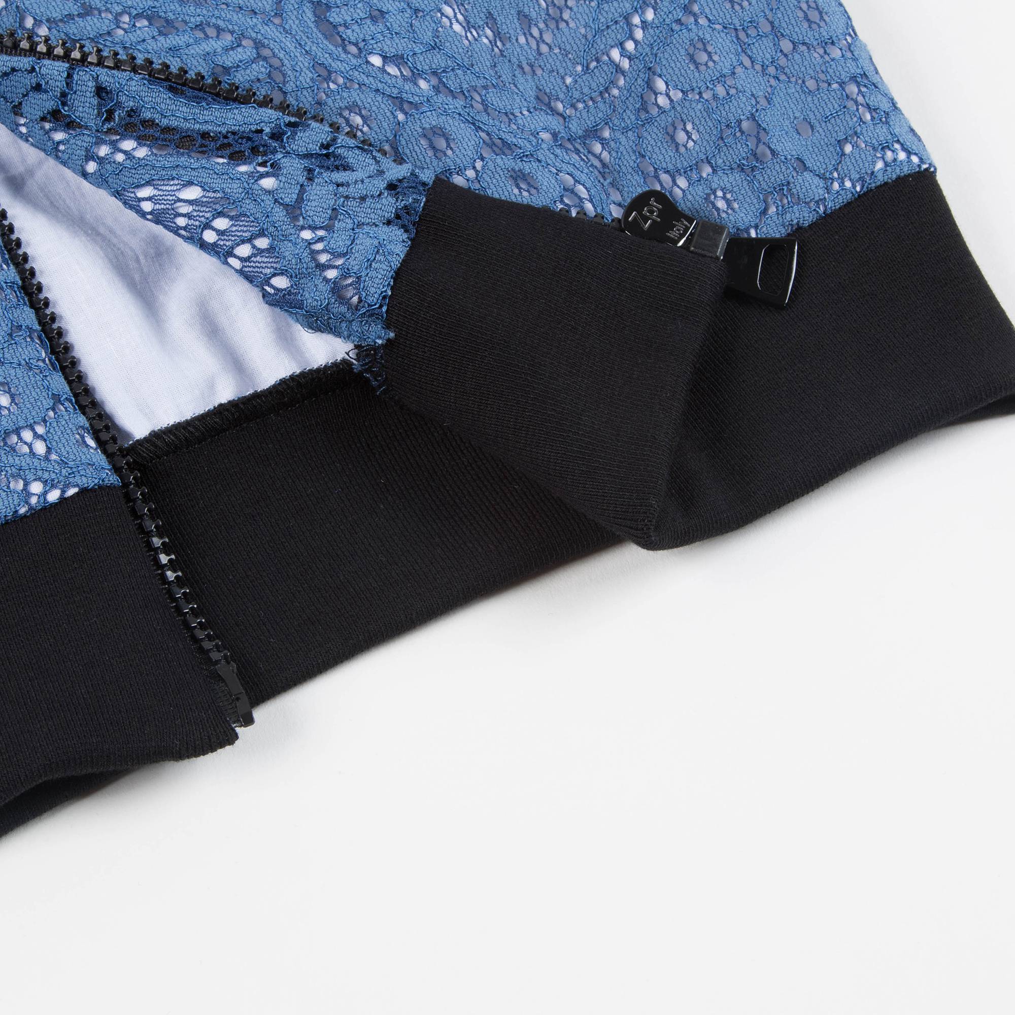 Girls Blue Cotone Bomber Lace Jacket