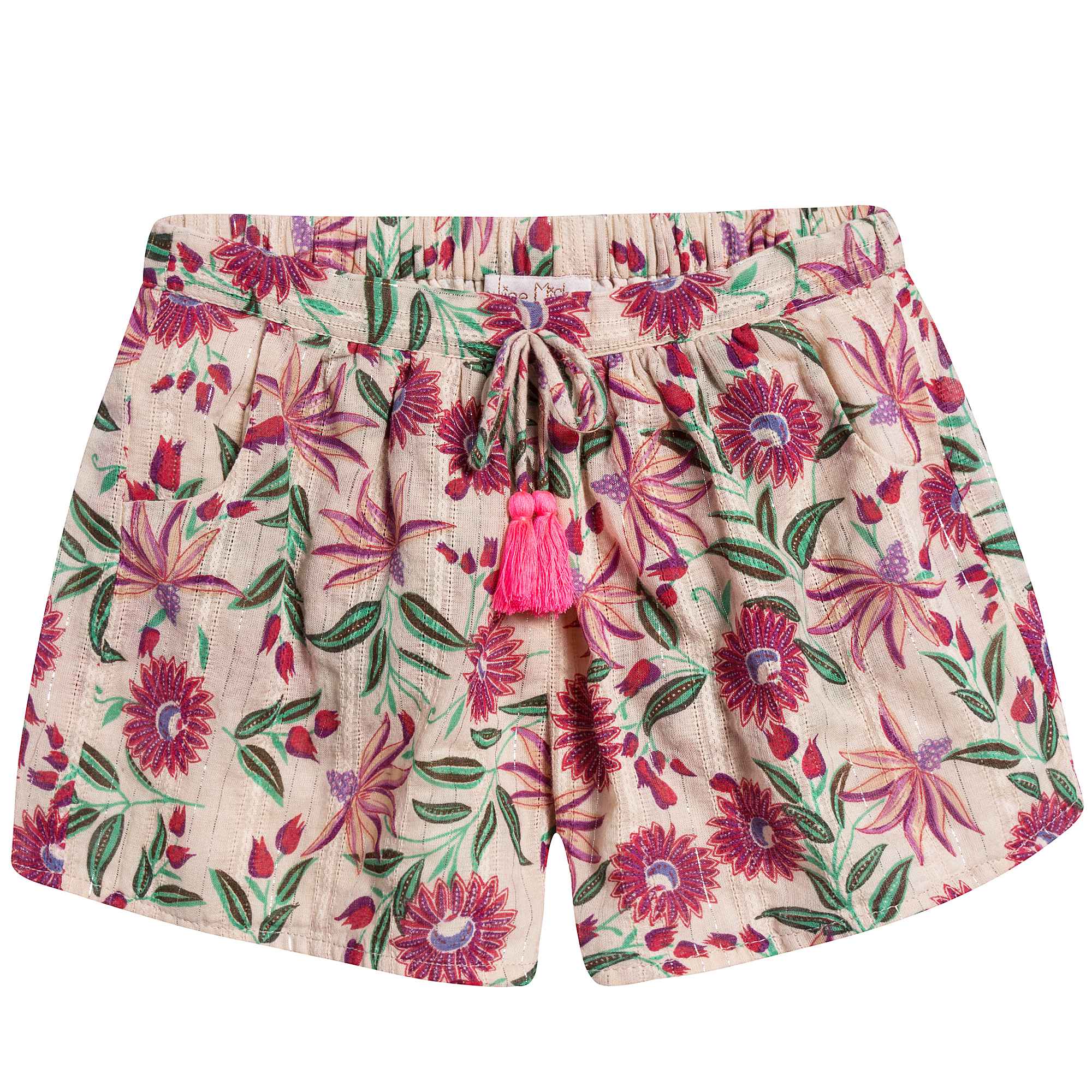 Girls White Flower "Nutsy" Shorts