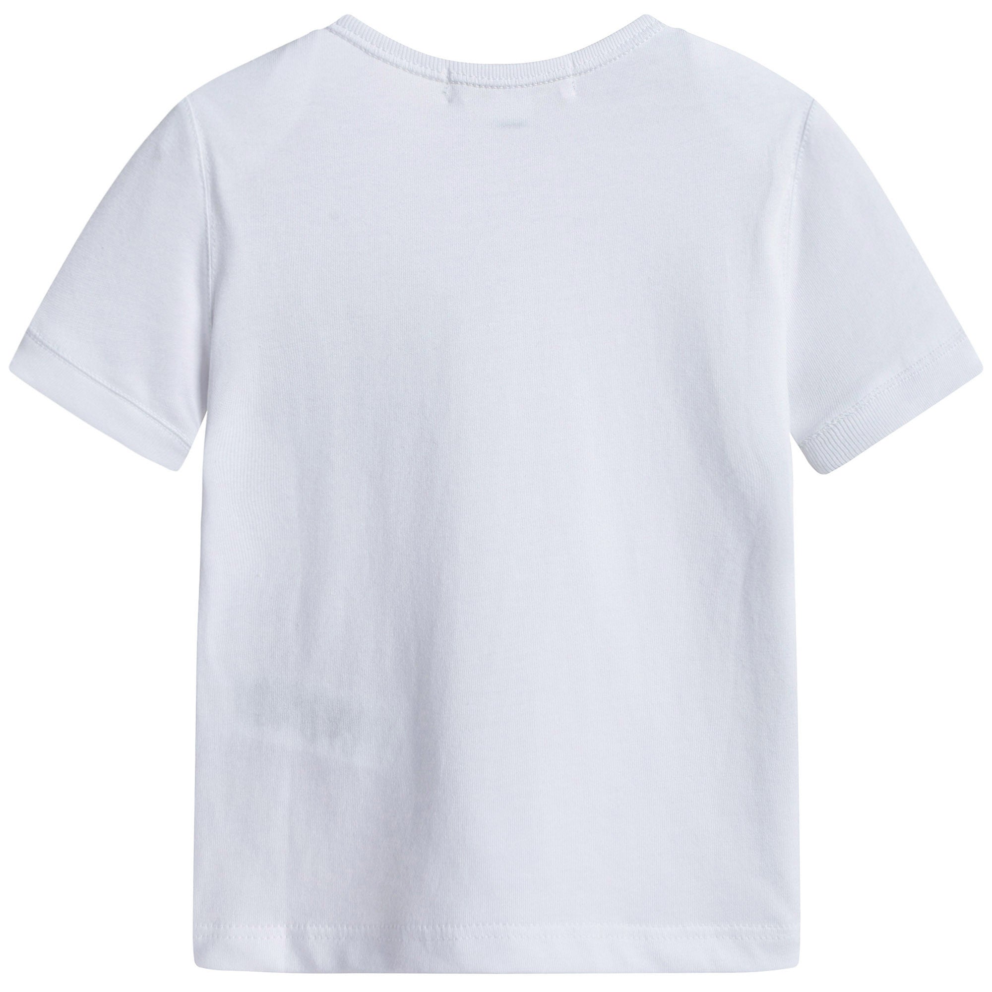 Baby White Cotton T-shirt With Check Pocket