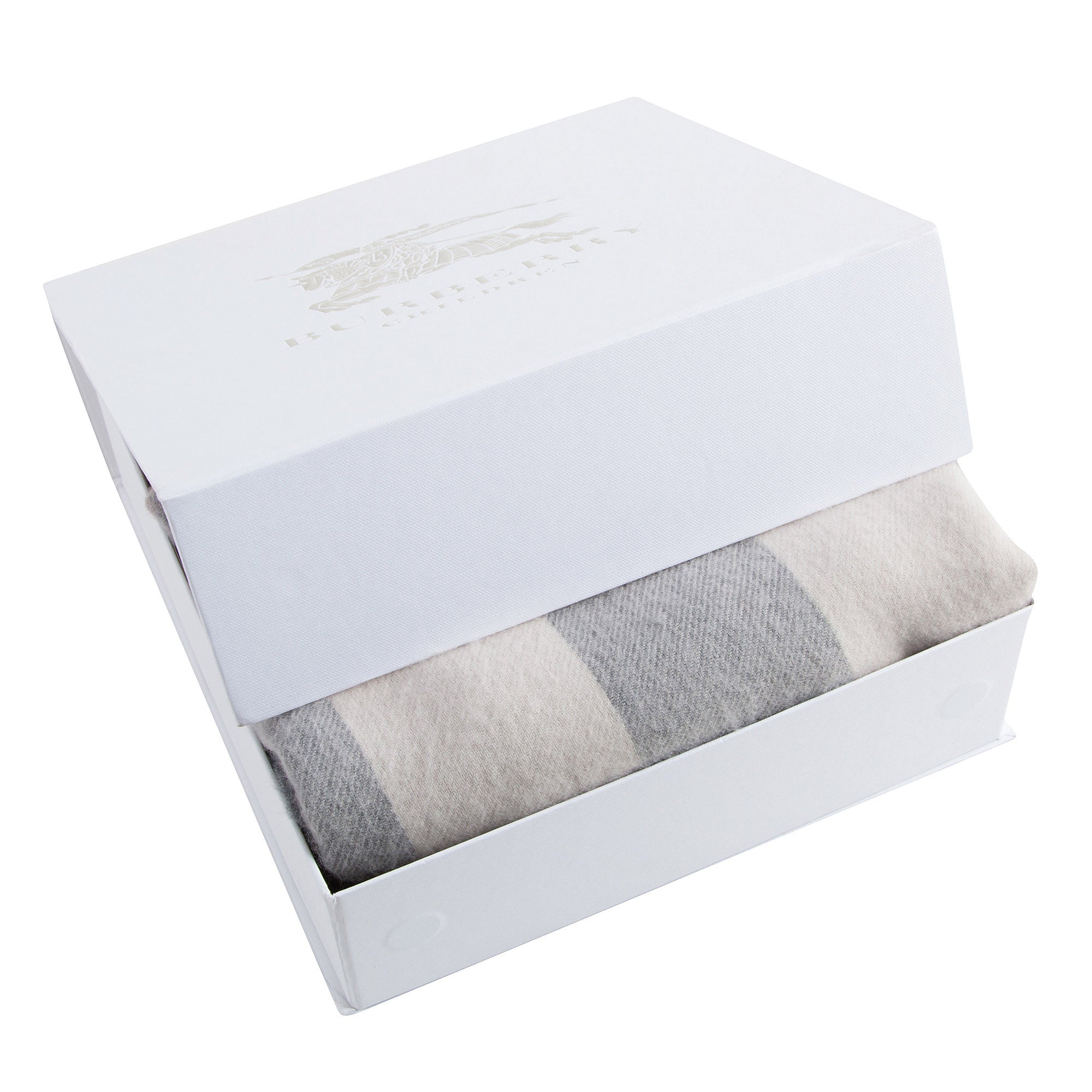Girls Beige Checked Wool Scarf