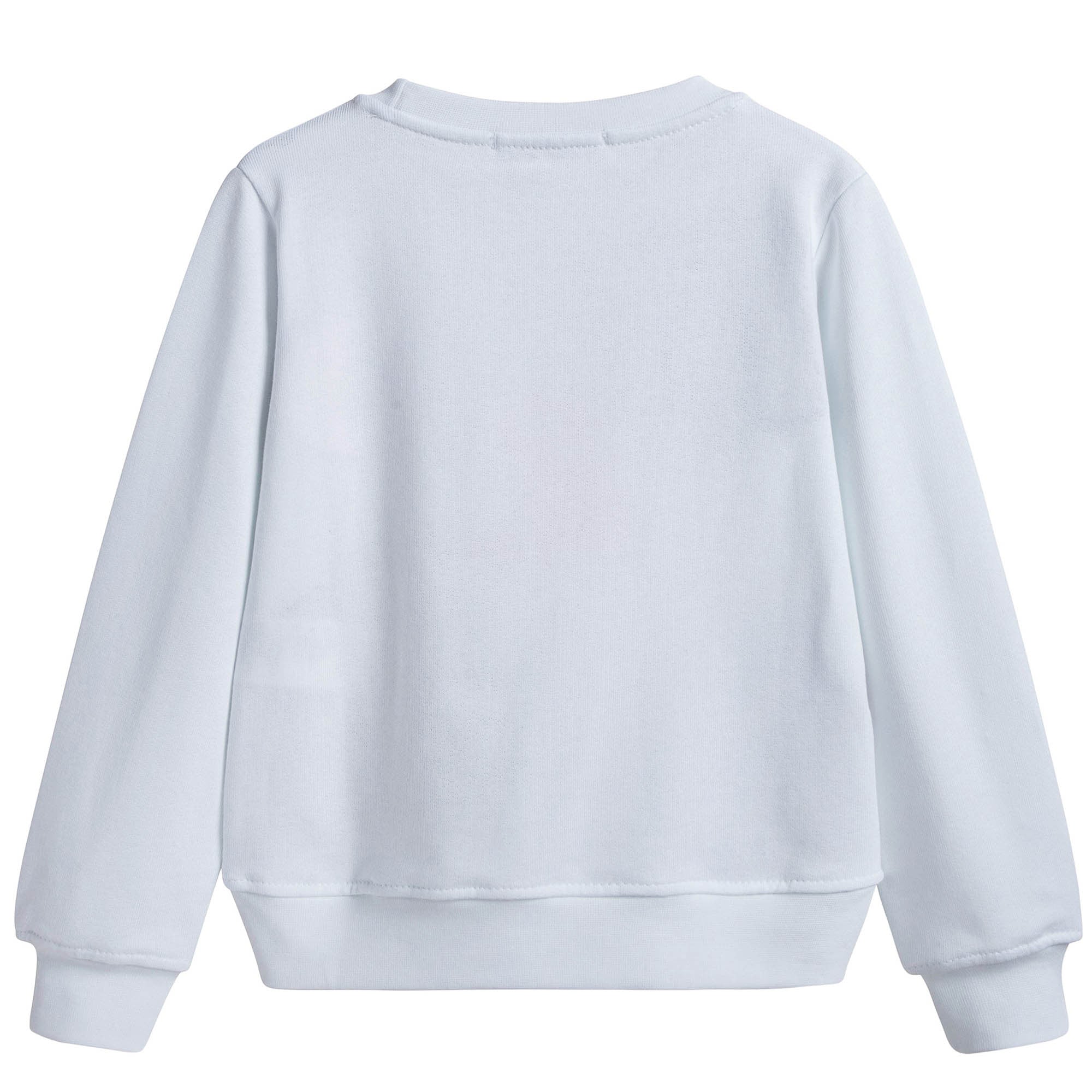 Girls White Logo Cotton Sweatshirt