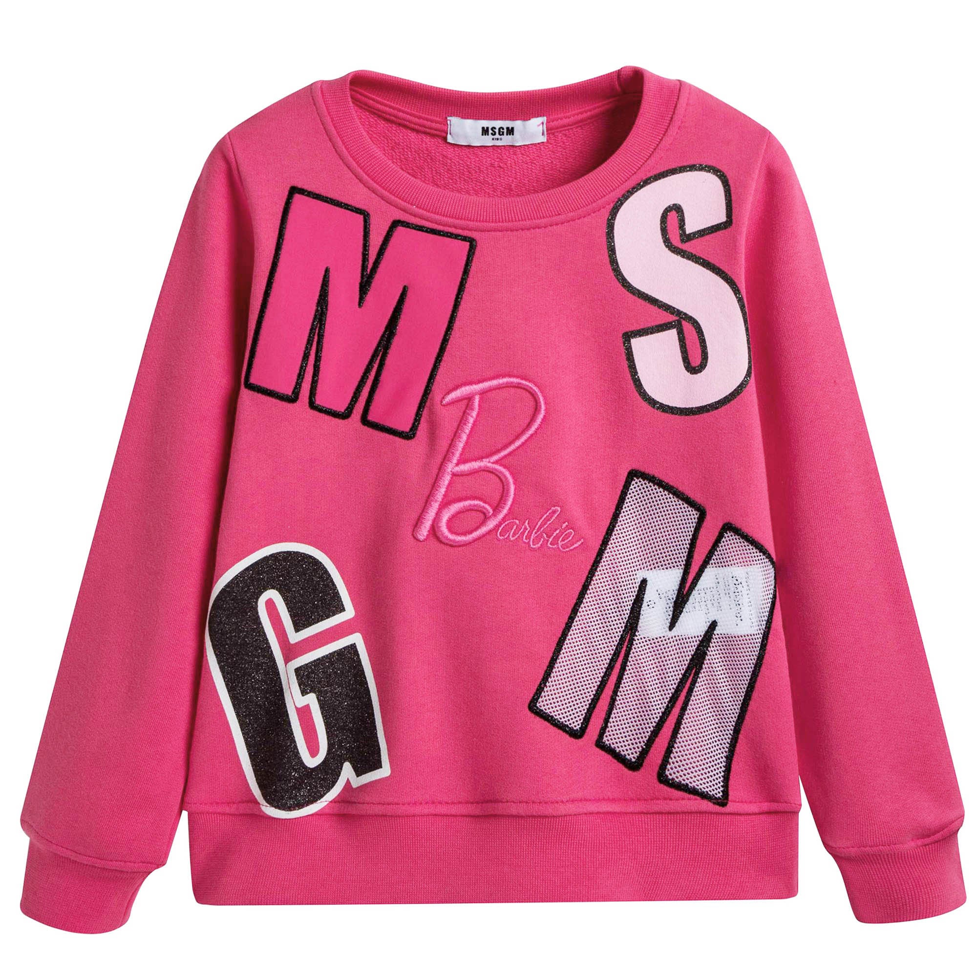 Girls Pink Logo Cotton Sweatshirt
