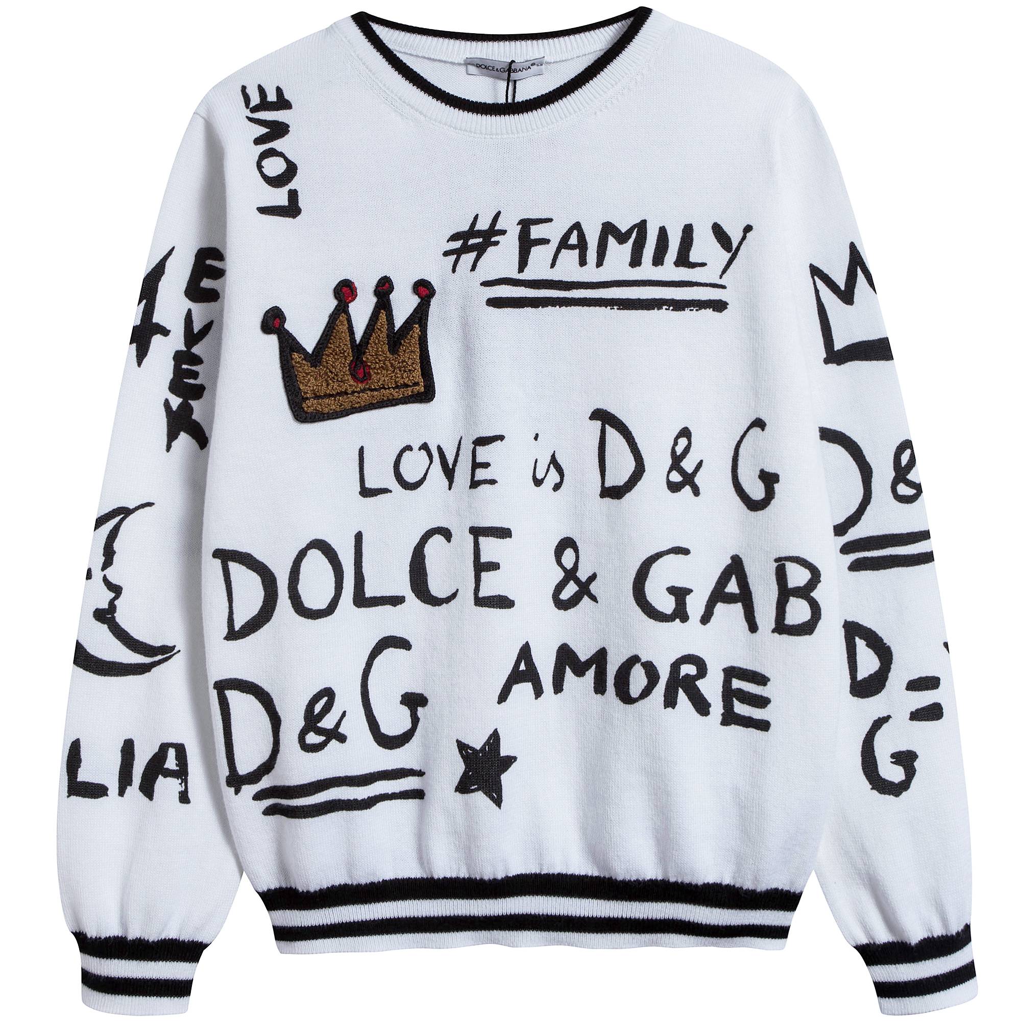 Boys White Grafftit Maschio Cotton Sweatshirt