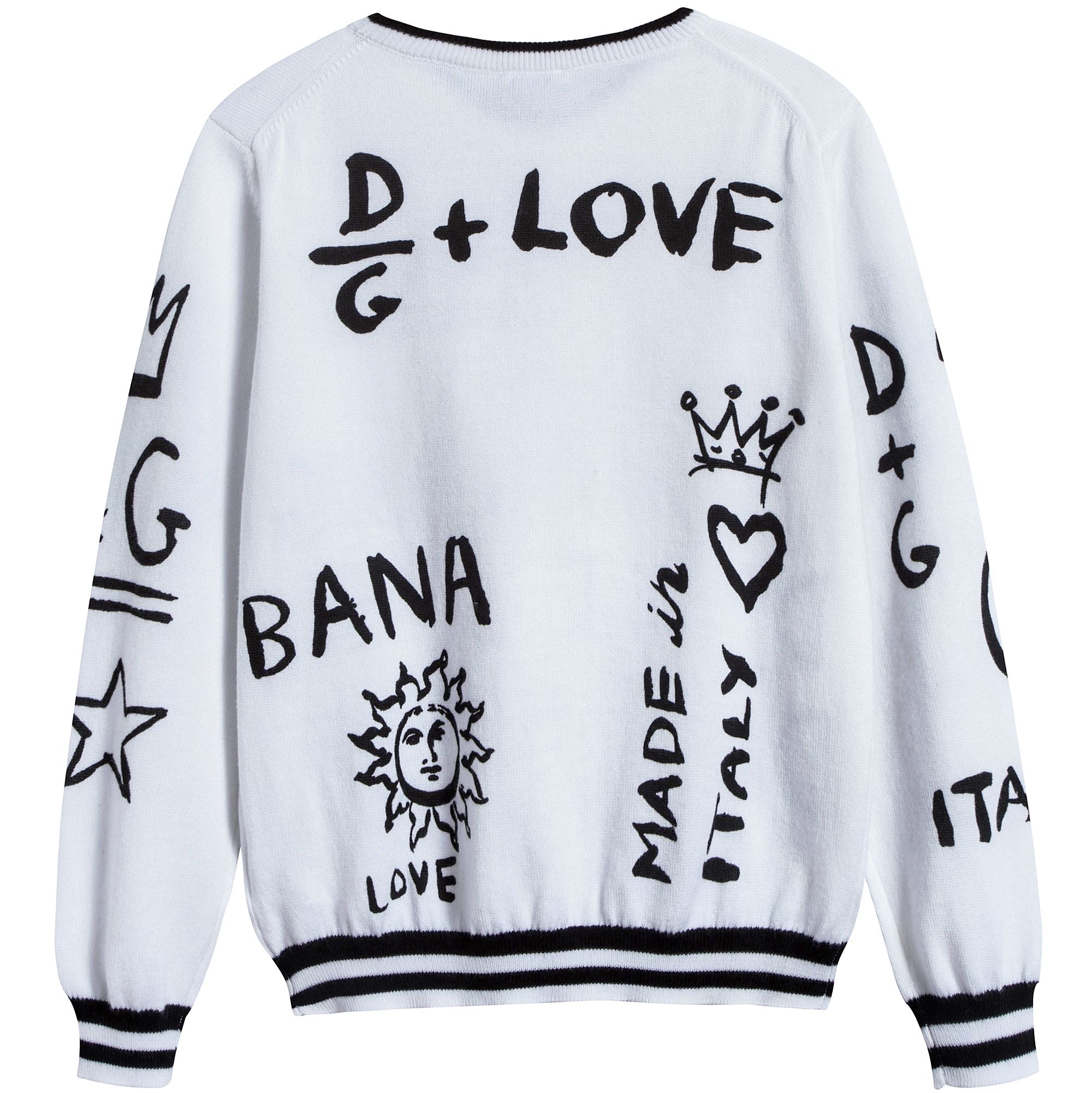 Boys White Grafftit Maschio Cotton Sweatshirt