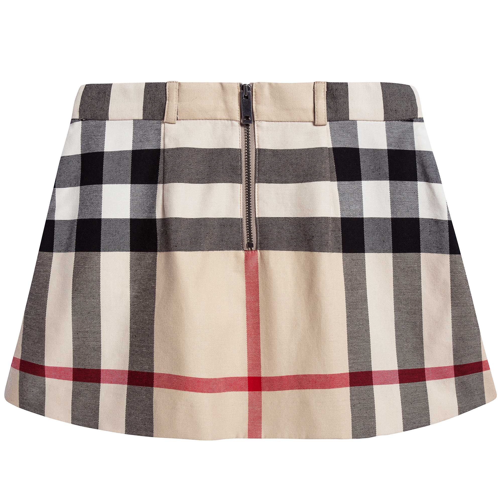 Girls Beige Check Cotton Skirt