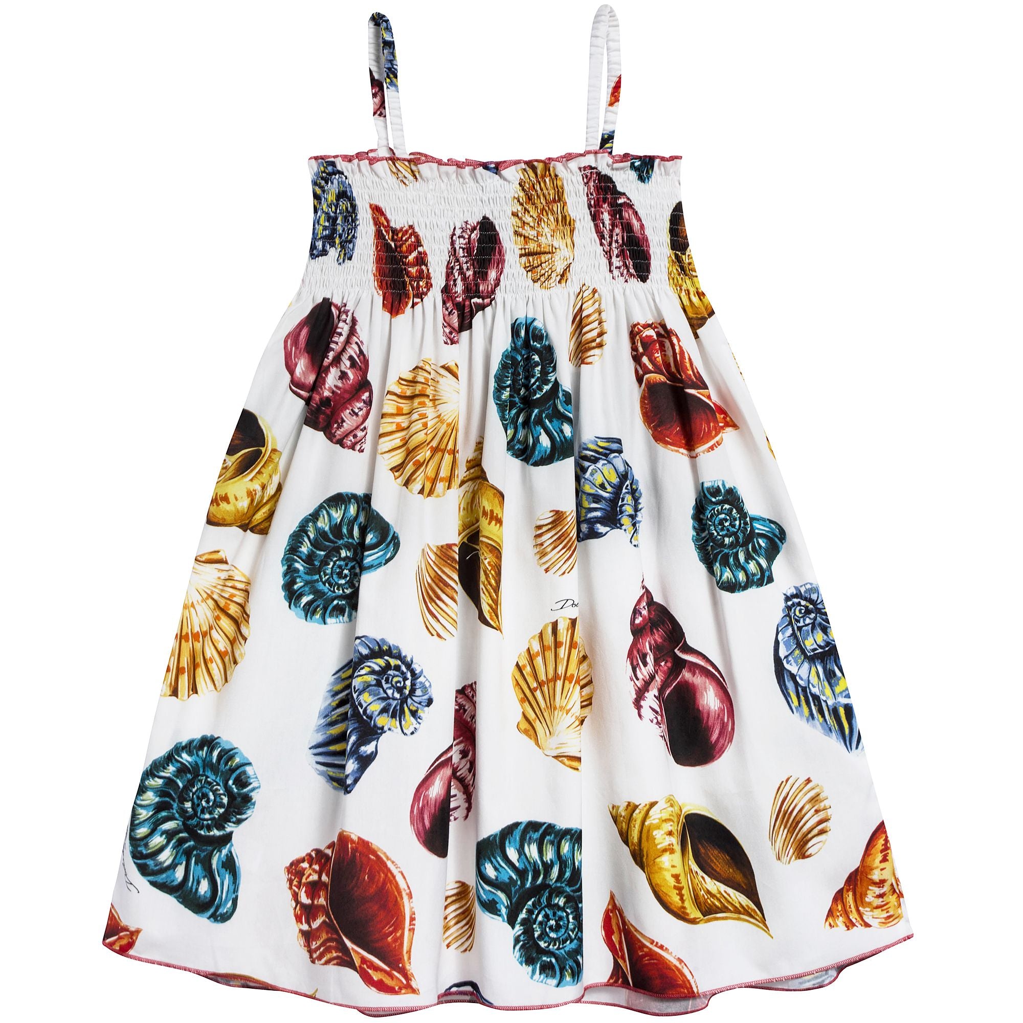 Girls White Conch Cotton Dress