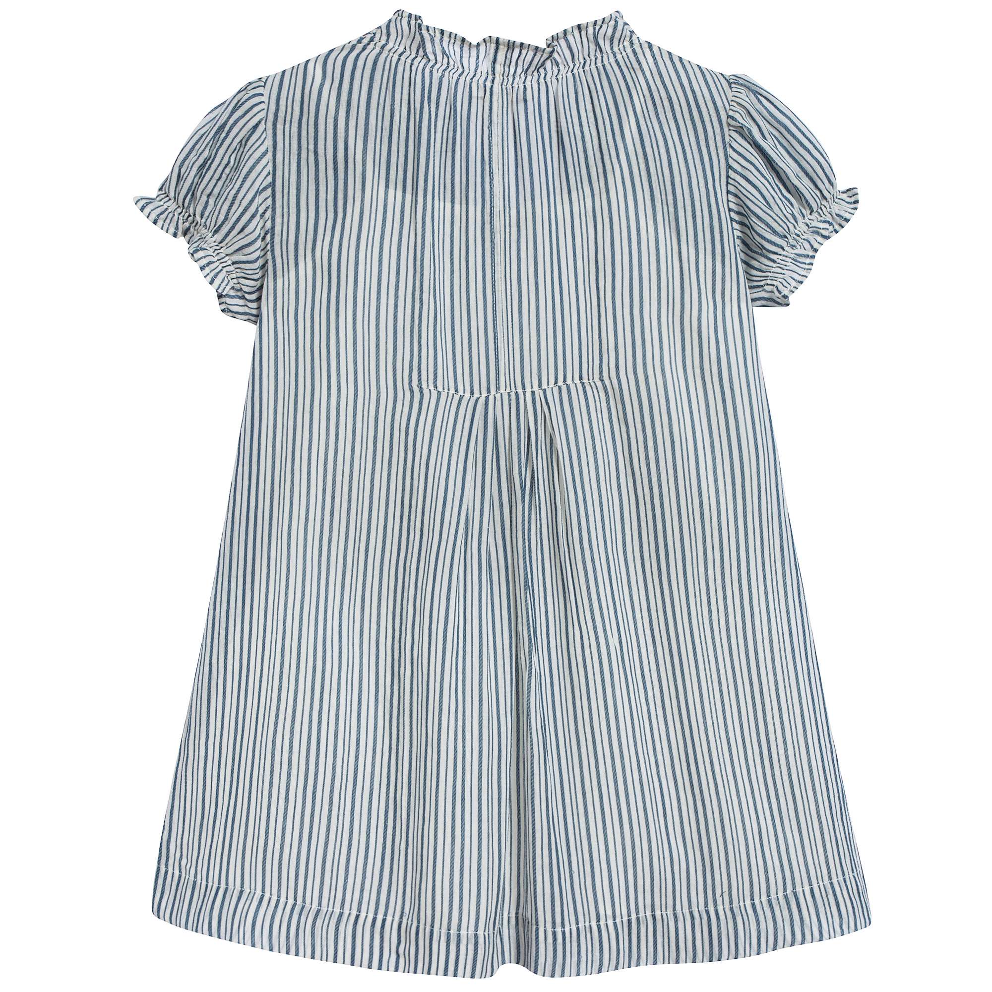 Girls Blue Stripe Cotton Woven Dress