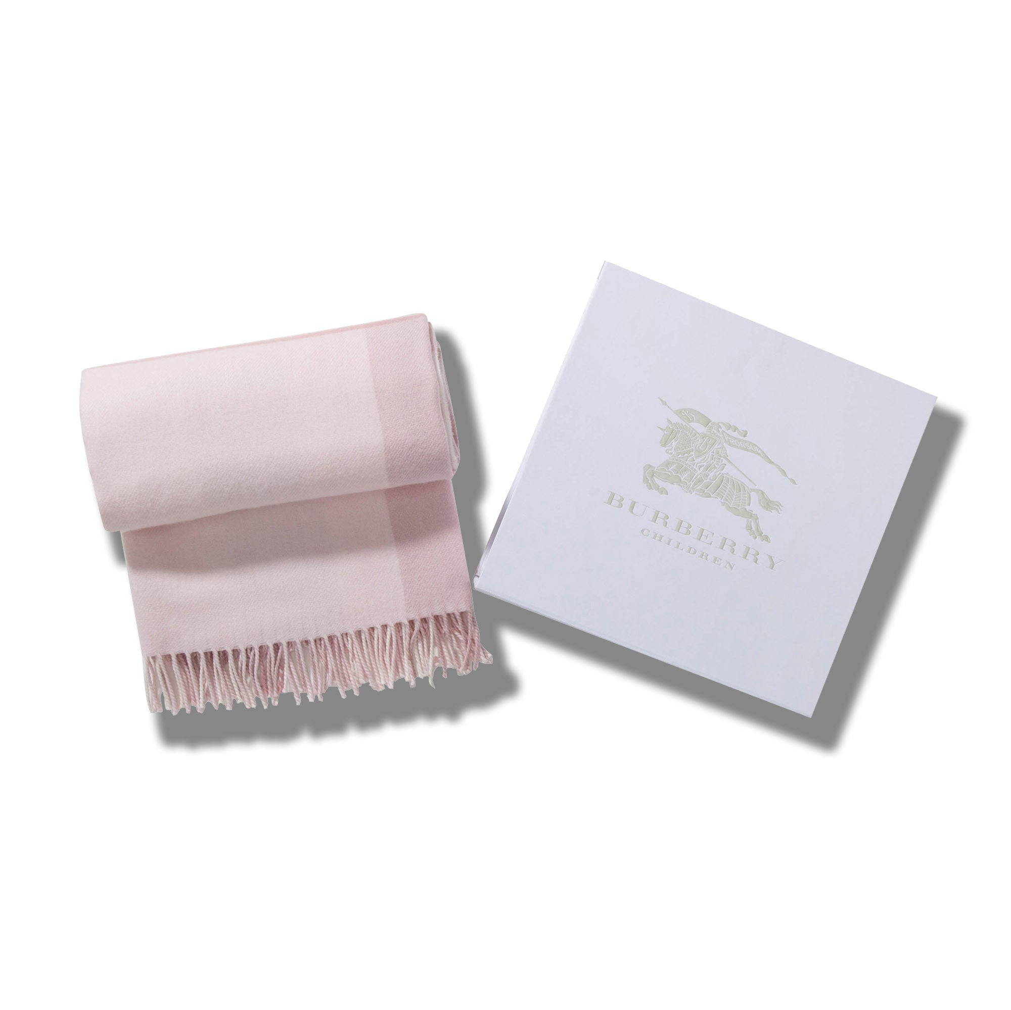 Girls Powder Pink Checked Wool Scarf