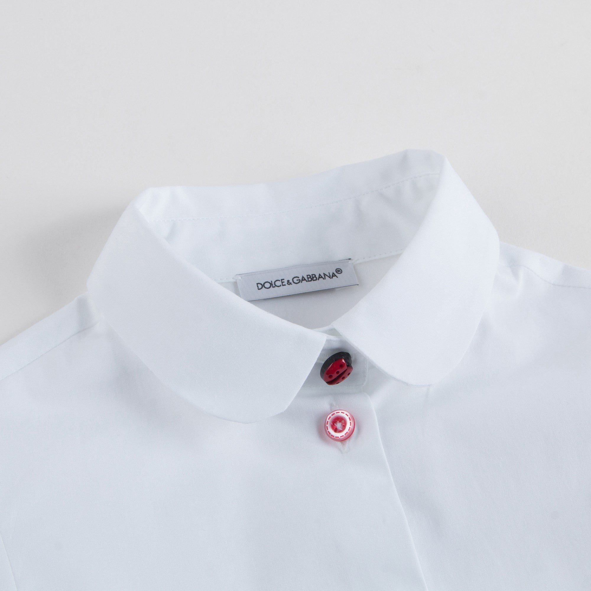 Girls White Cotton Shirt With Heart Trim