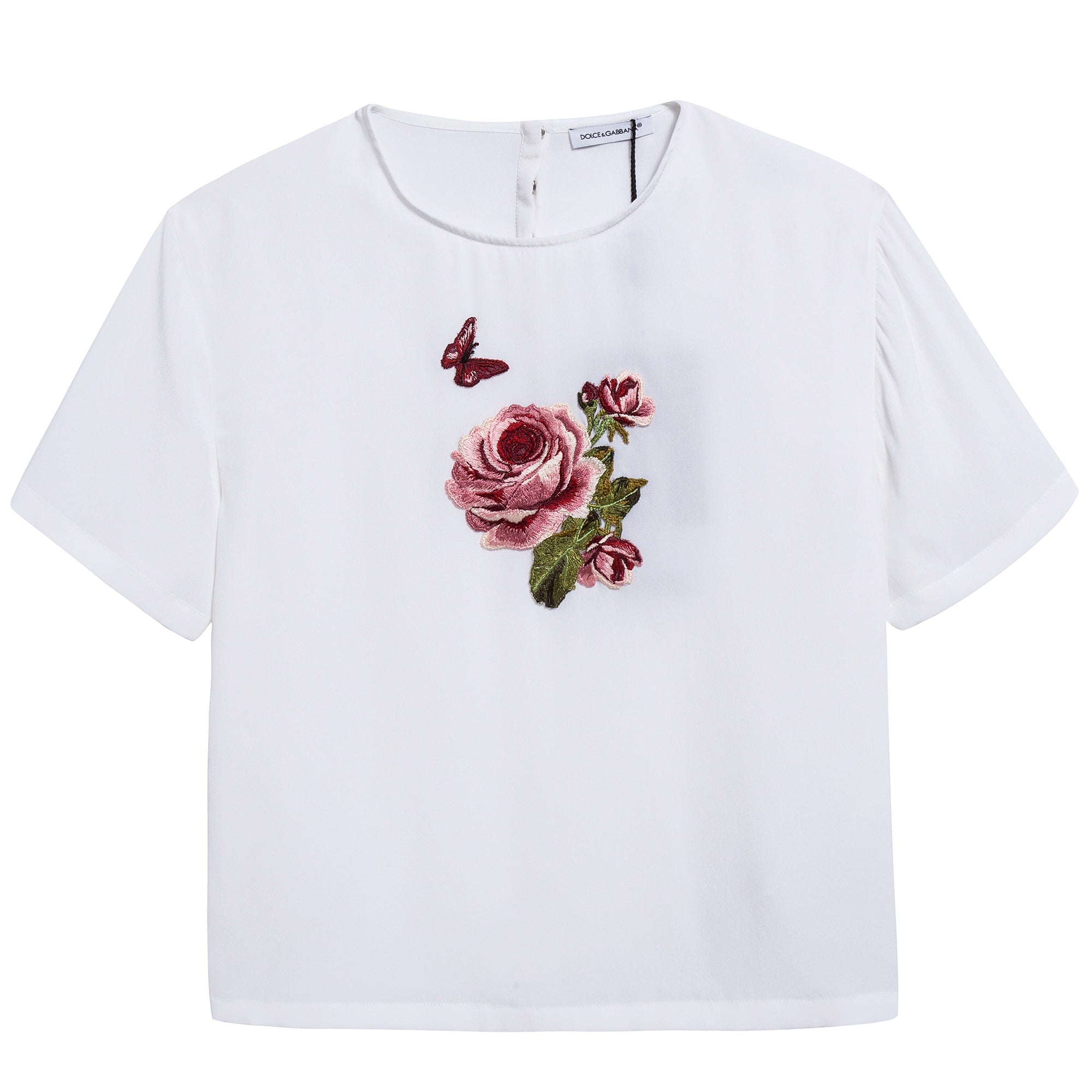 Girls White Rose T-shirt