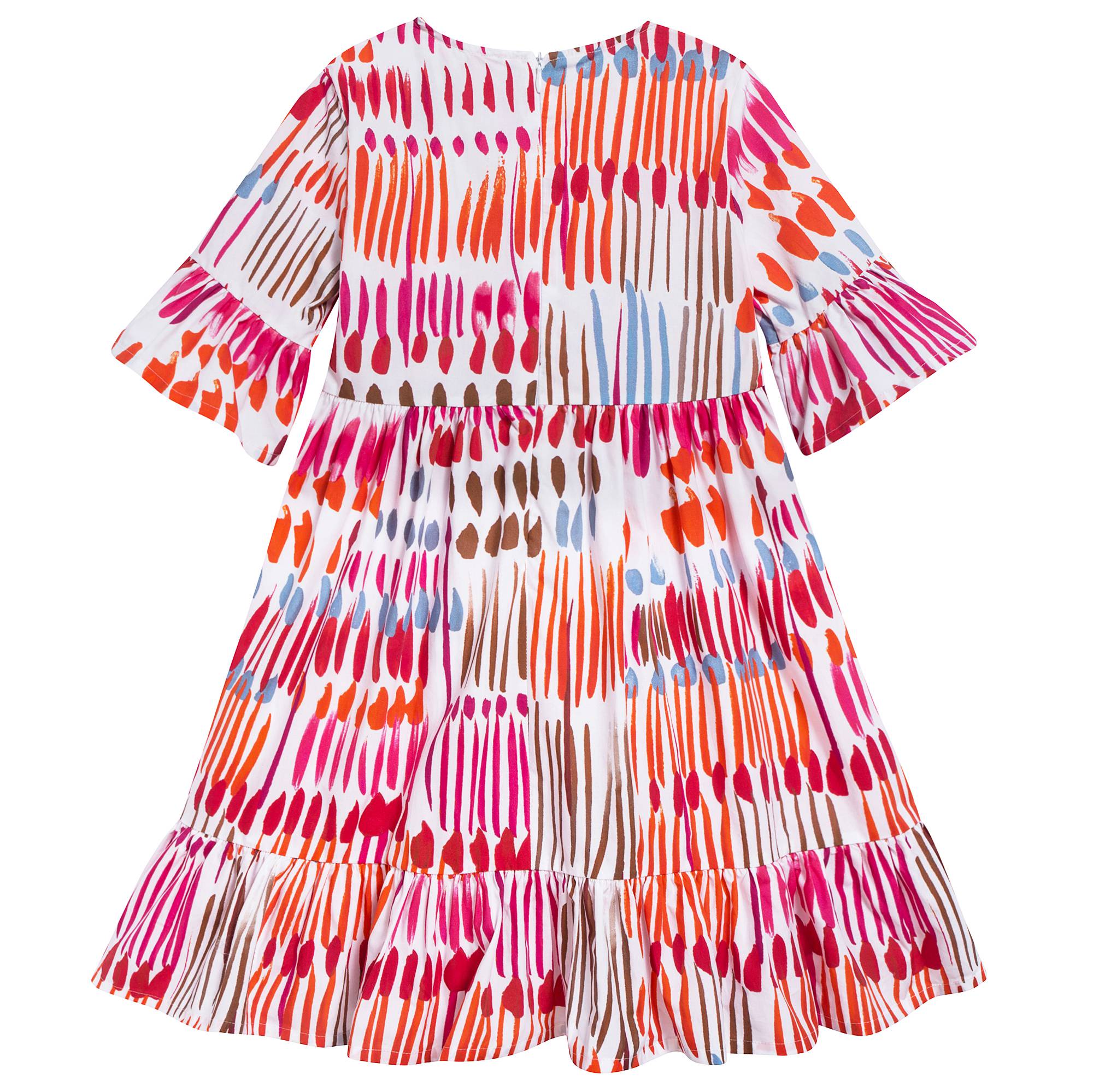 Girls Dark Orange Cotton Dress