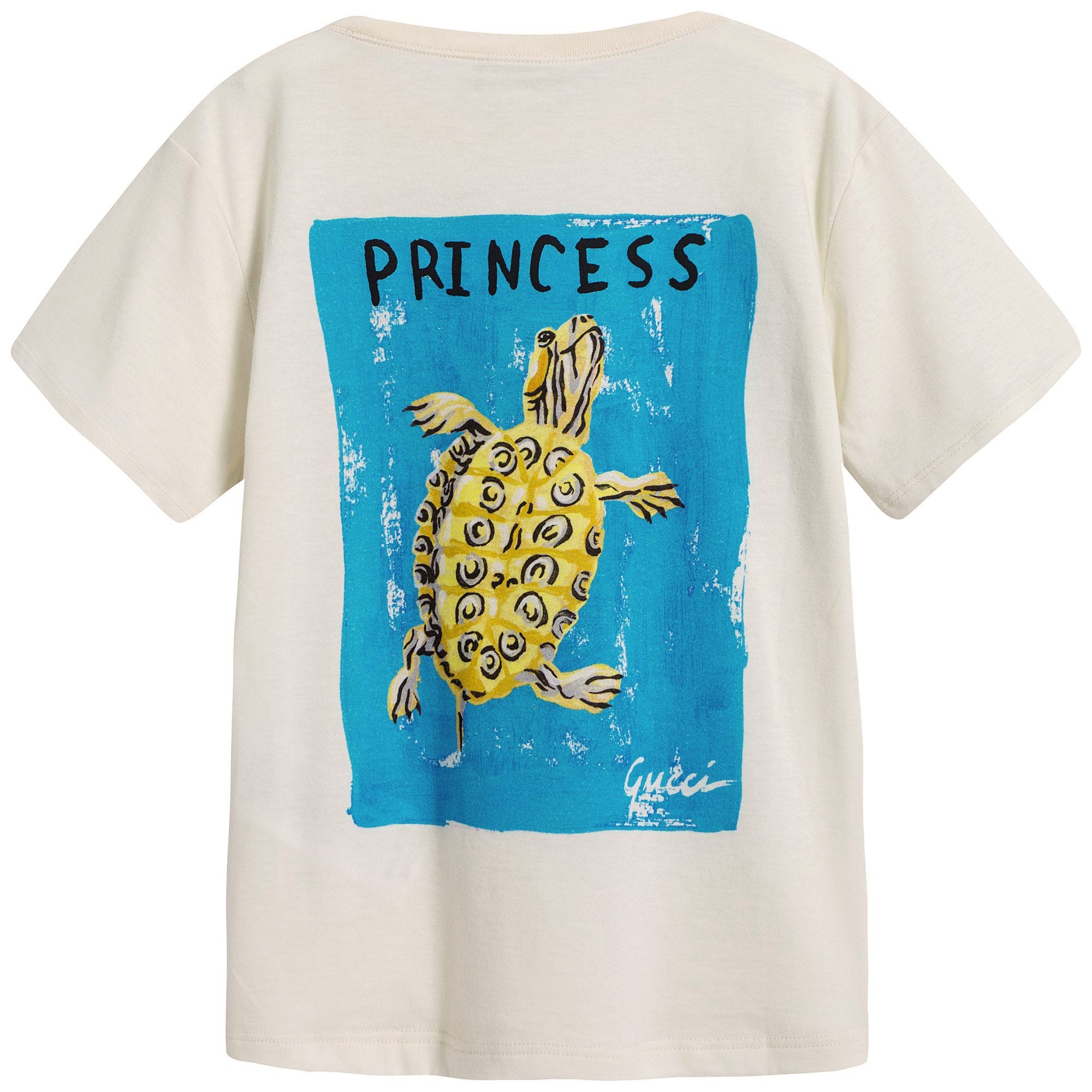 Girls Beige Printing Cotton T-shirt