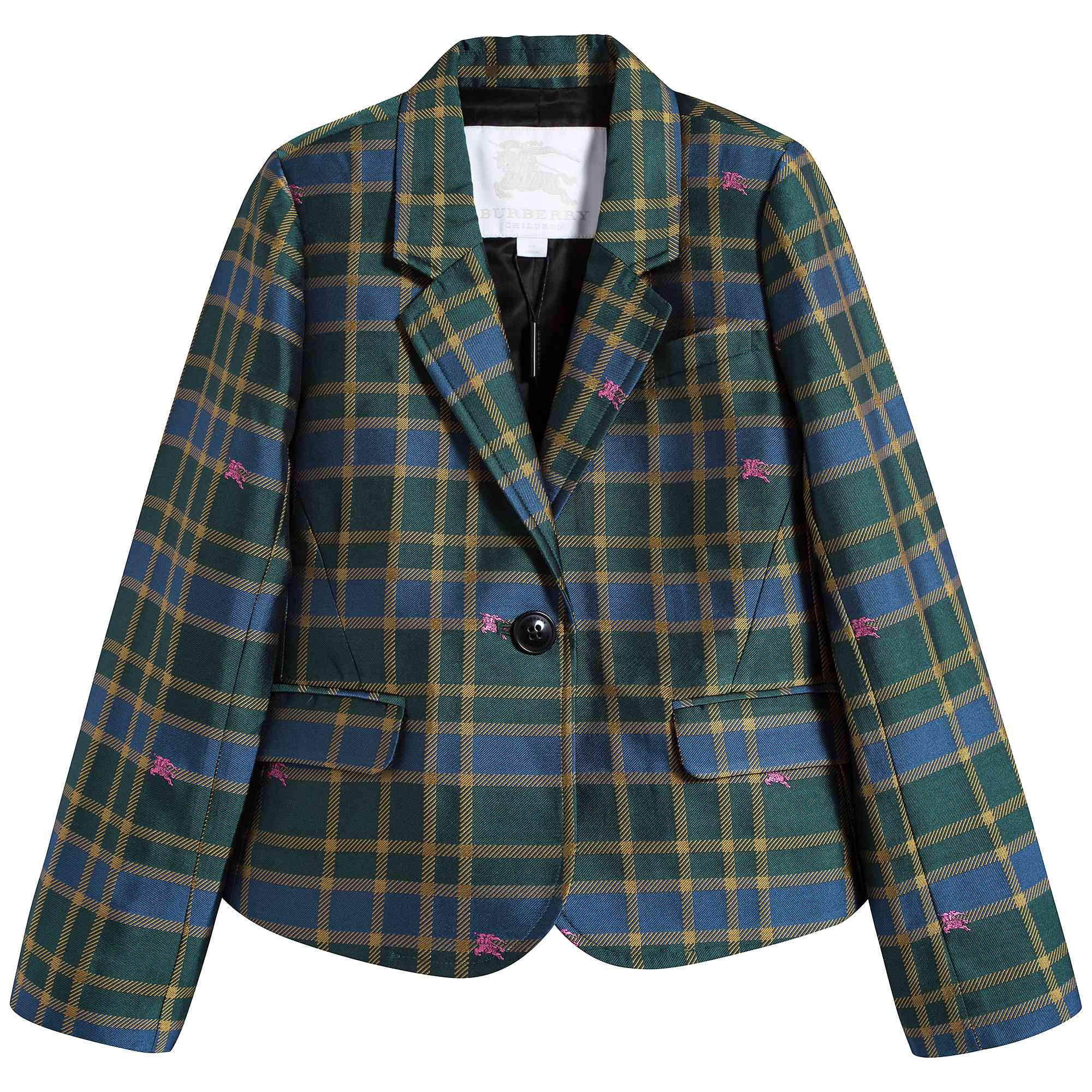 Girls Dark Navy Check Coat