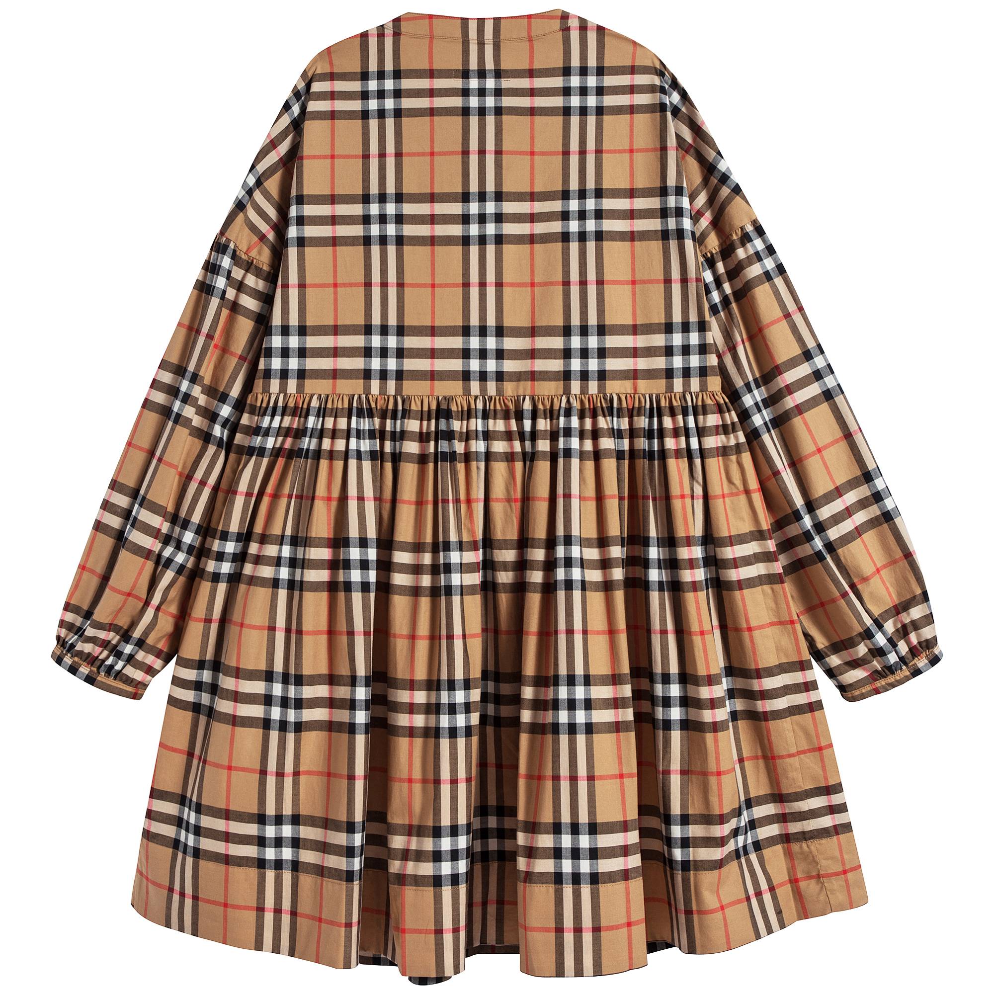 Girls Yellow Check Cotton Dress