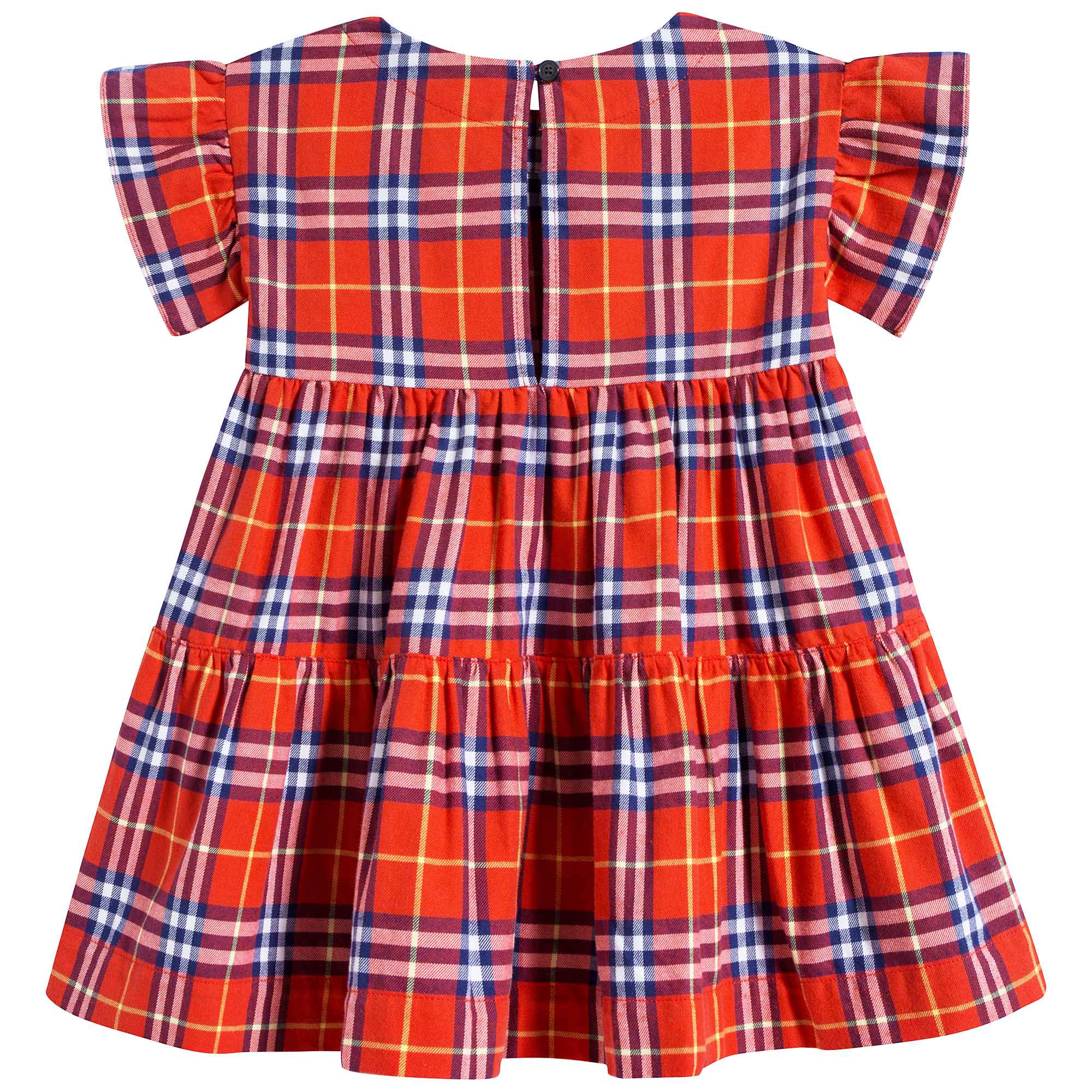 Baby Orange Red Check Cotton Dress
